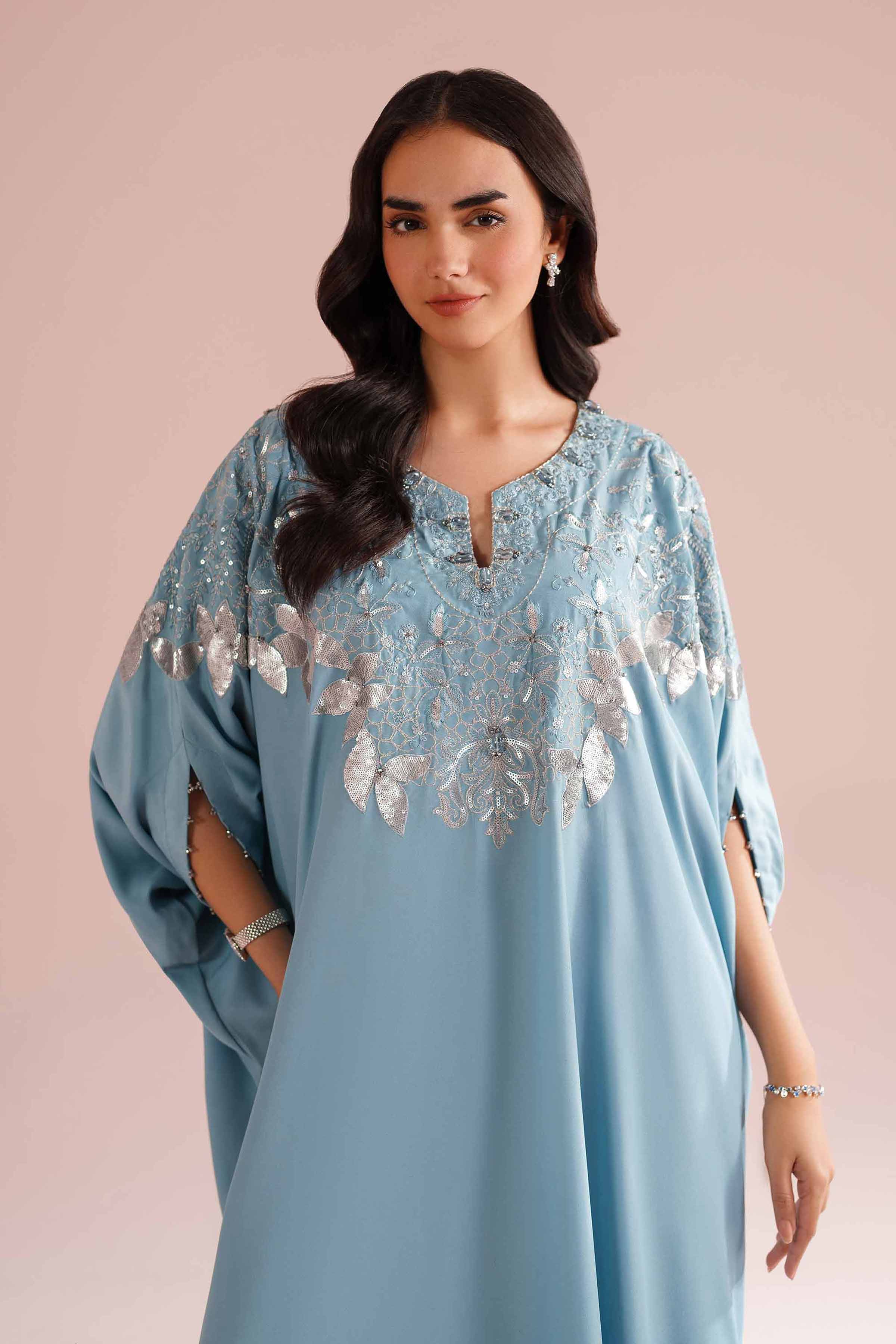 NishatUK - Blue Embroidered Grip 1-piece ready to wear dress