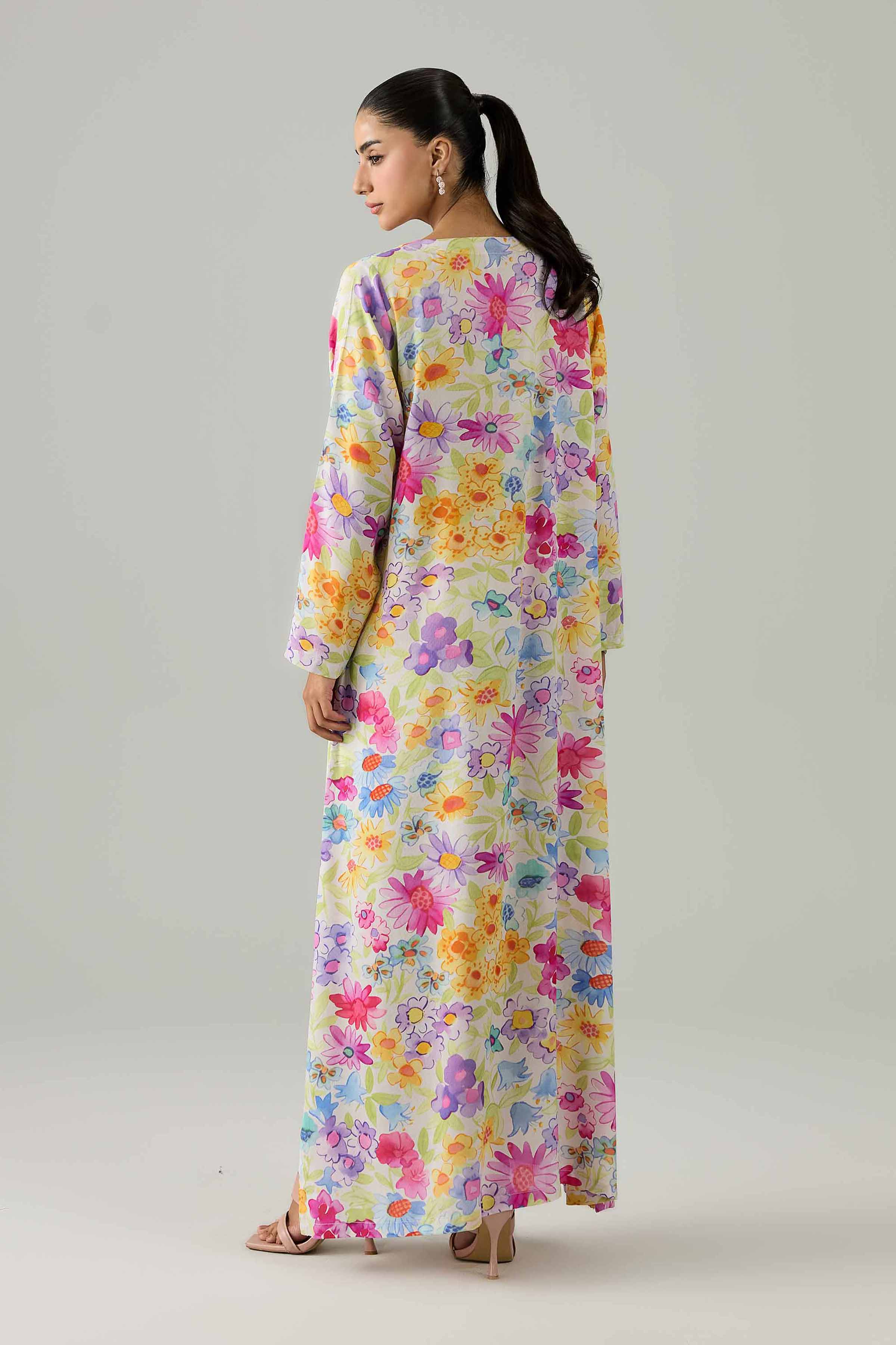 Nishat UK - Multi Printed Dobby 1 Piece ready to wear long dress