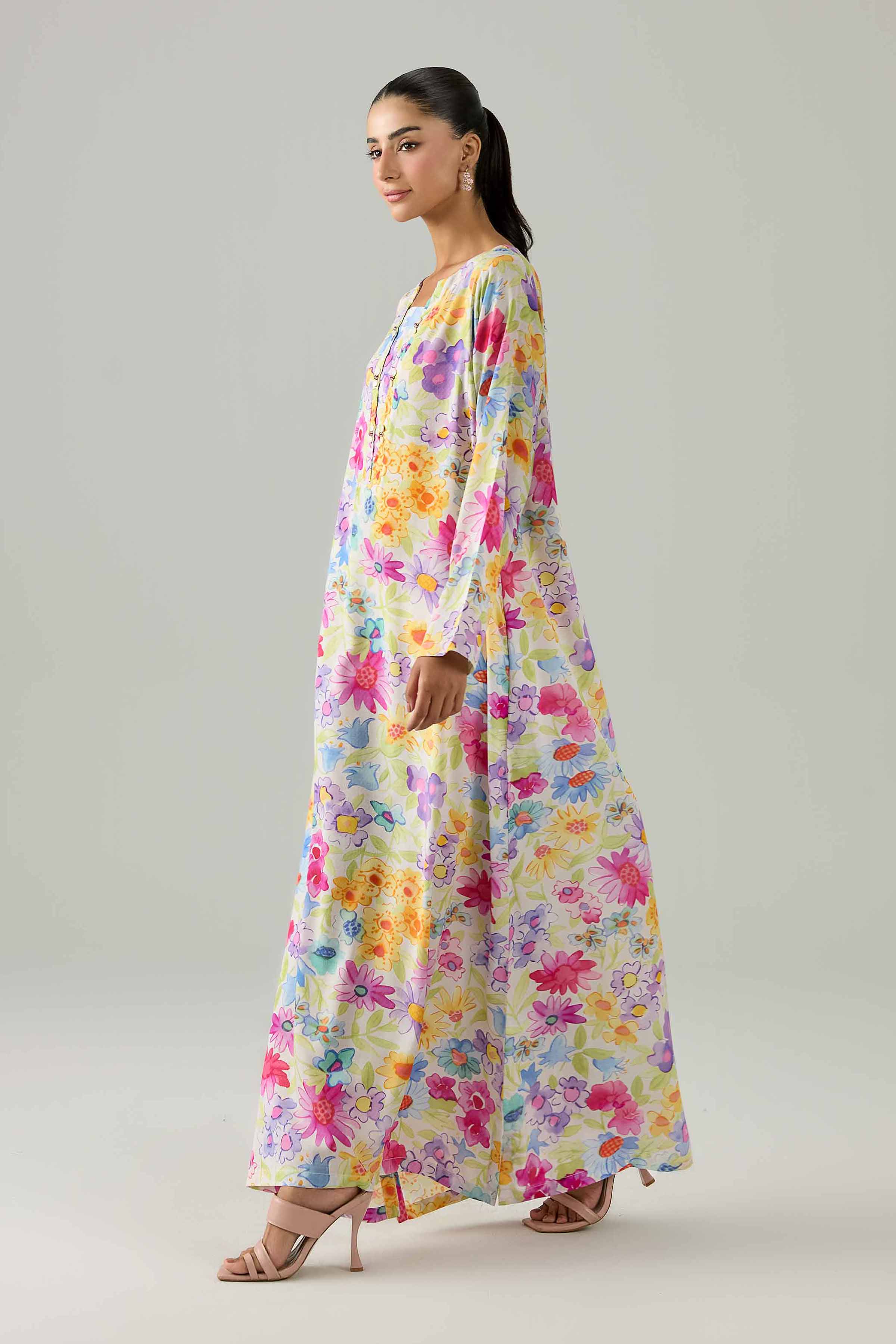 Nishat UK - Multi Printed Dobby 1 Piece ready to wear long dress