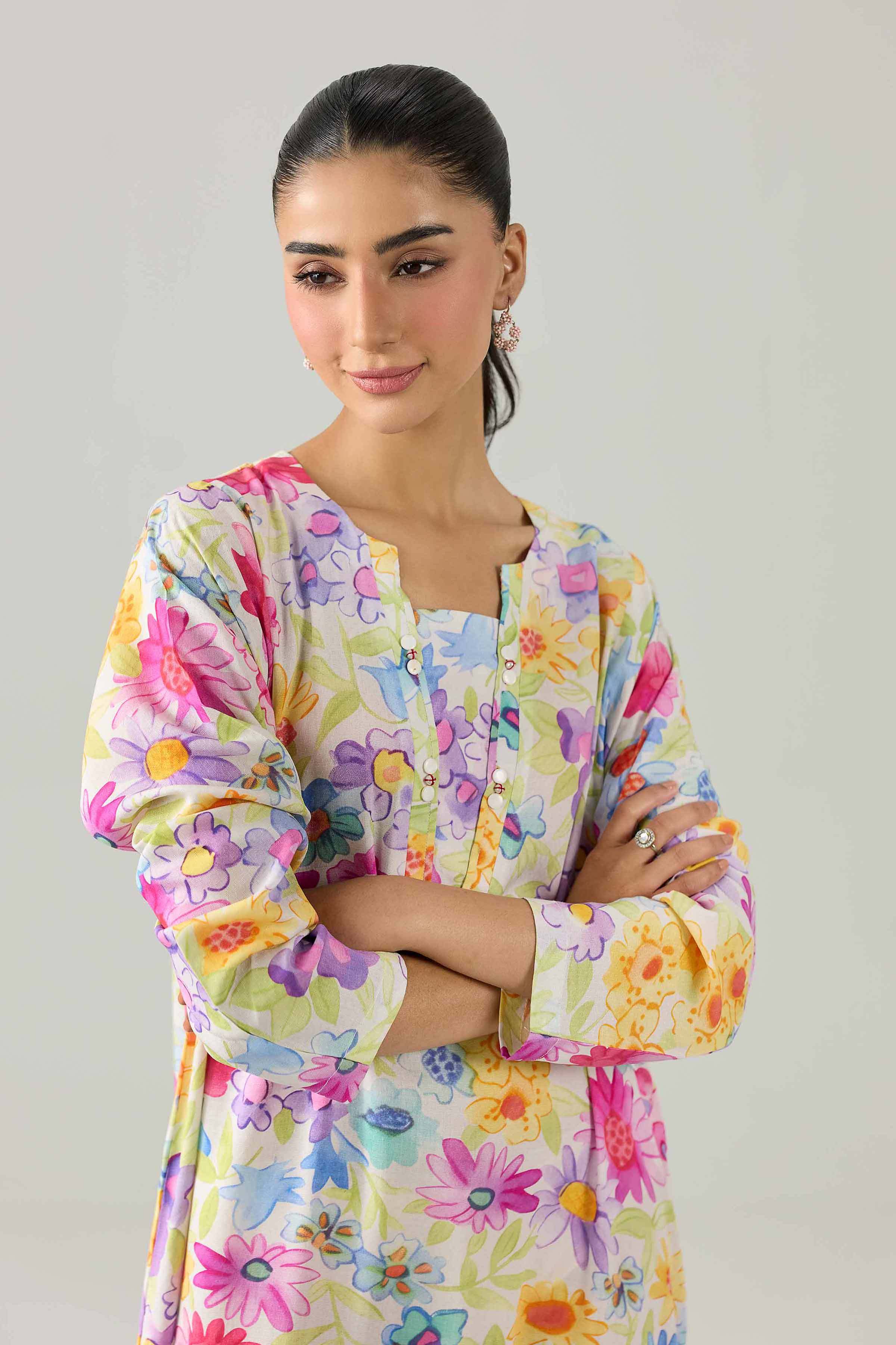 Nishat UK - Multi Printed Dobby 1 Piece ready to wear long dress