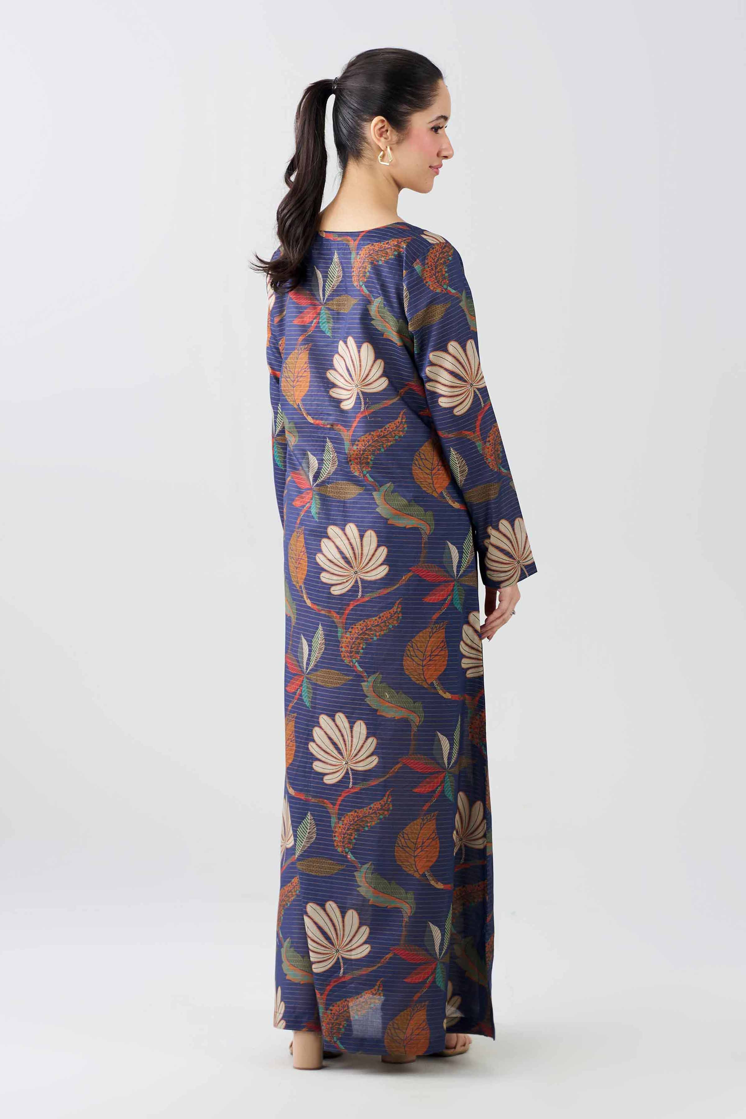 Nishat UK - Blue Printed Lawn 1 Piece ready to wear long dress