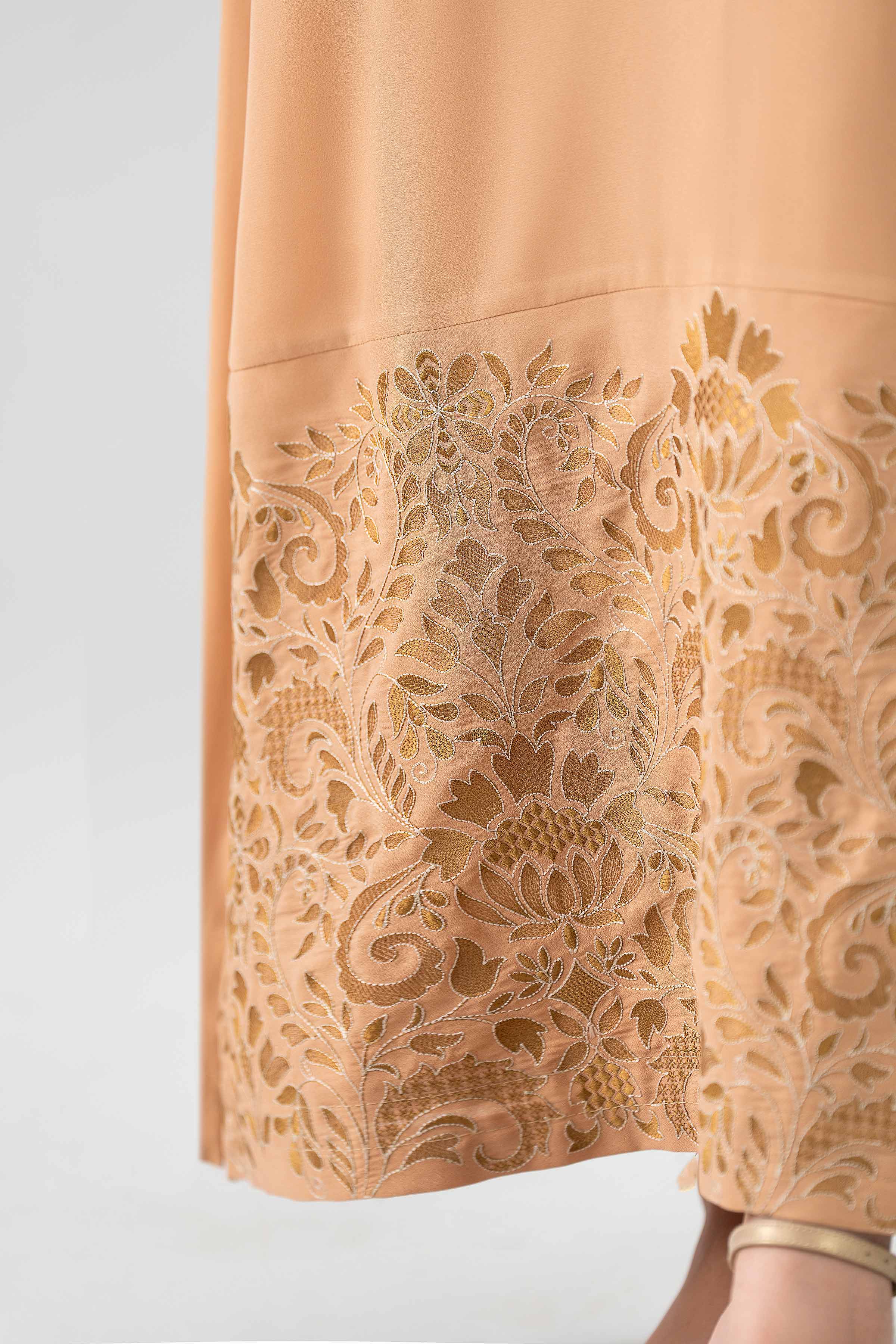 Nishat UK - Beige Embroidered Viscose 1 Piece ready to wear long dress