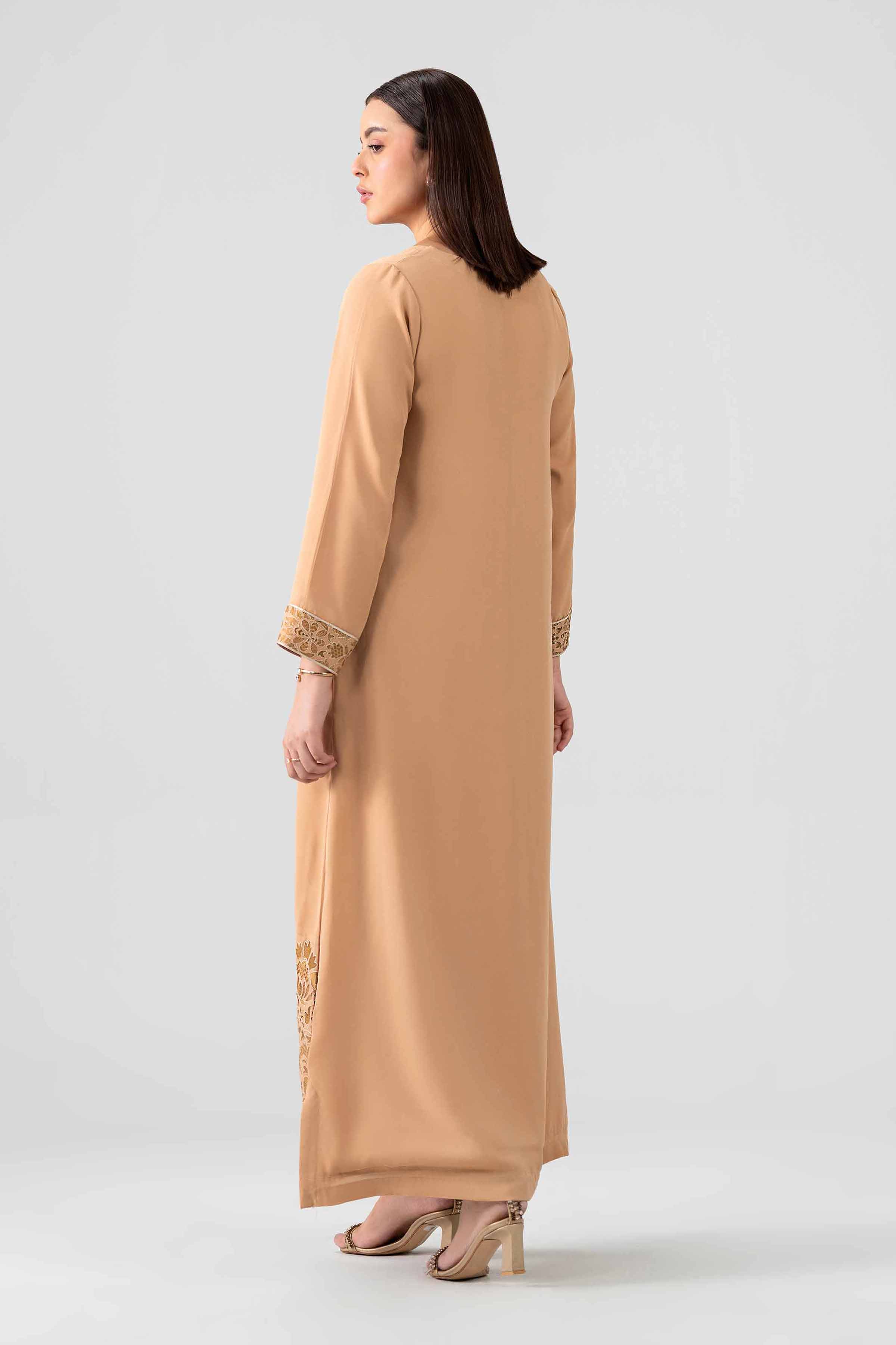 Nishat UK - Beige Embroidered Viscose 1 Piece ready to wear long dress