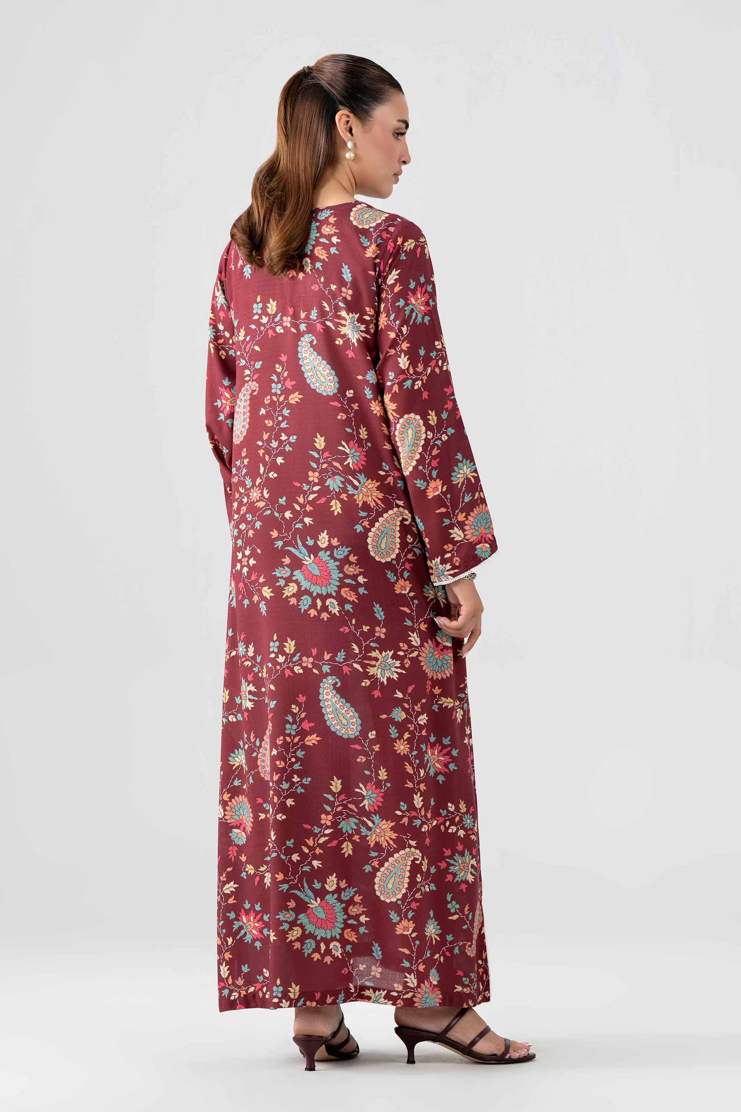 Nishat UK - Red Printed Dobby 1 Piece ready to wear Long Dress