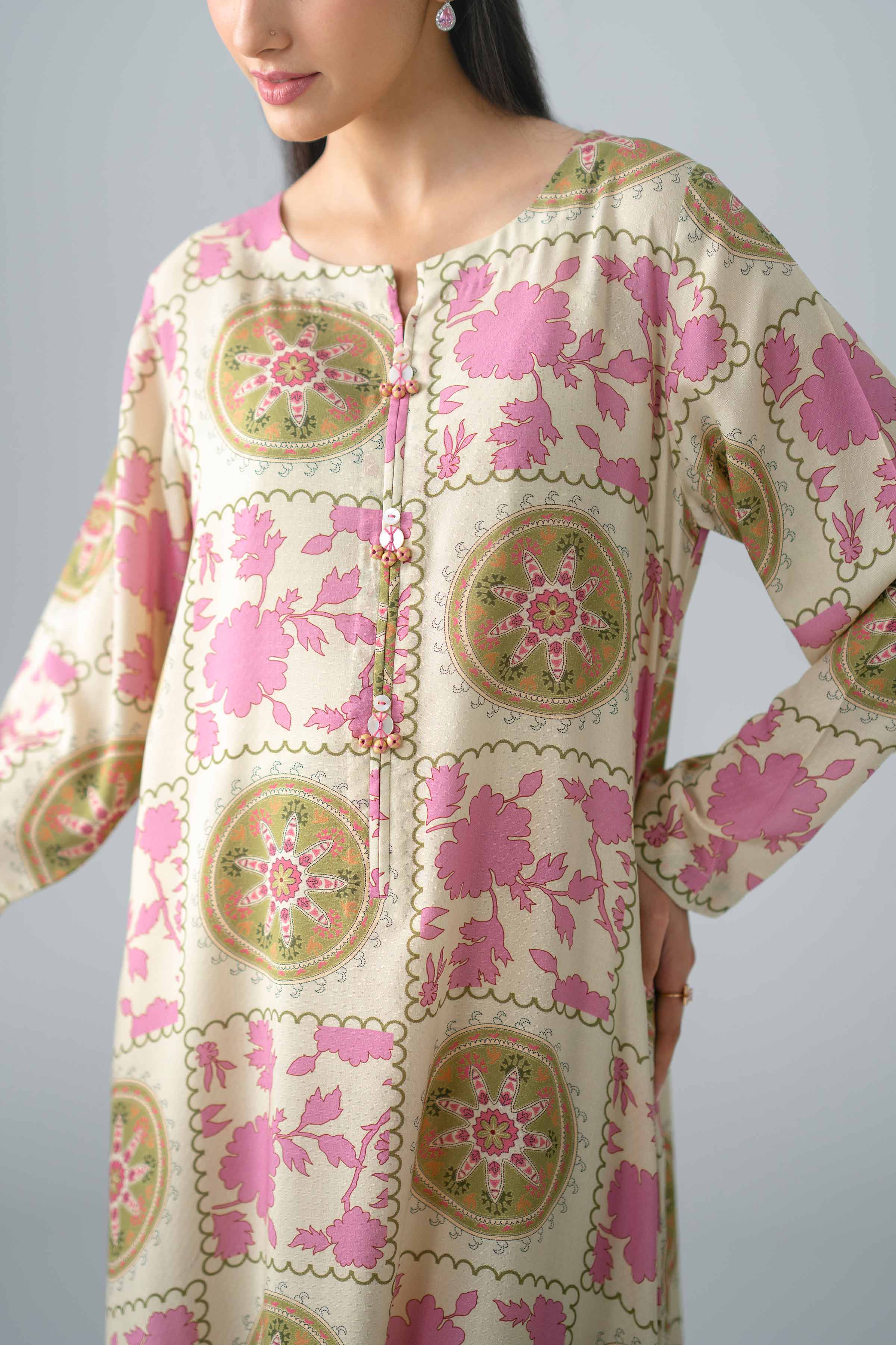 Nishat UK - Multi Printed Dobby 1 Piece ready to wear long dress