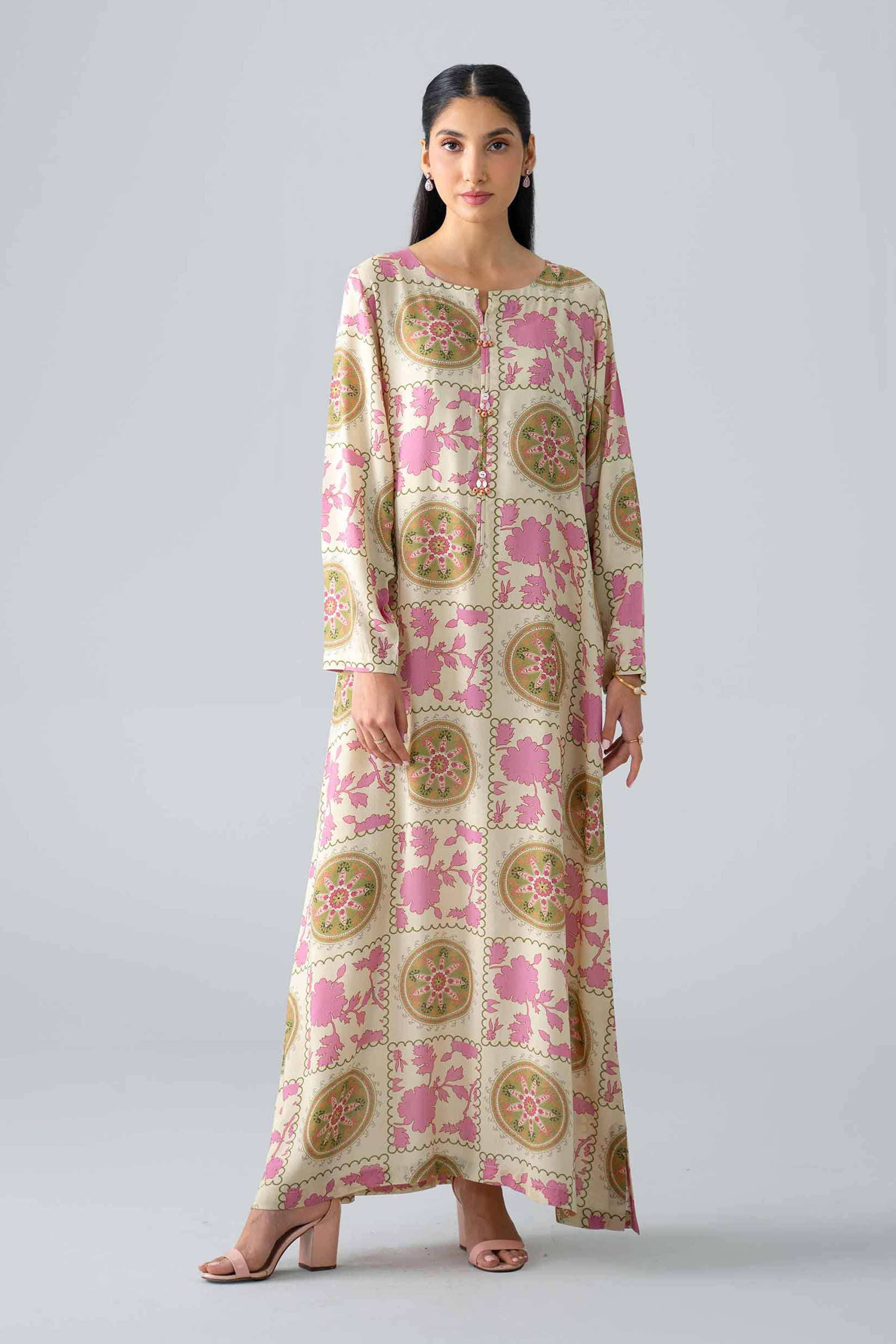 Nishat UK - Multi Printed Dobby 1 Piece ready to wear long dress