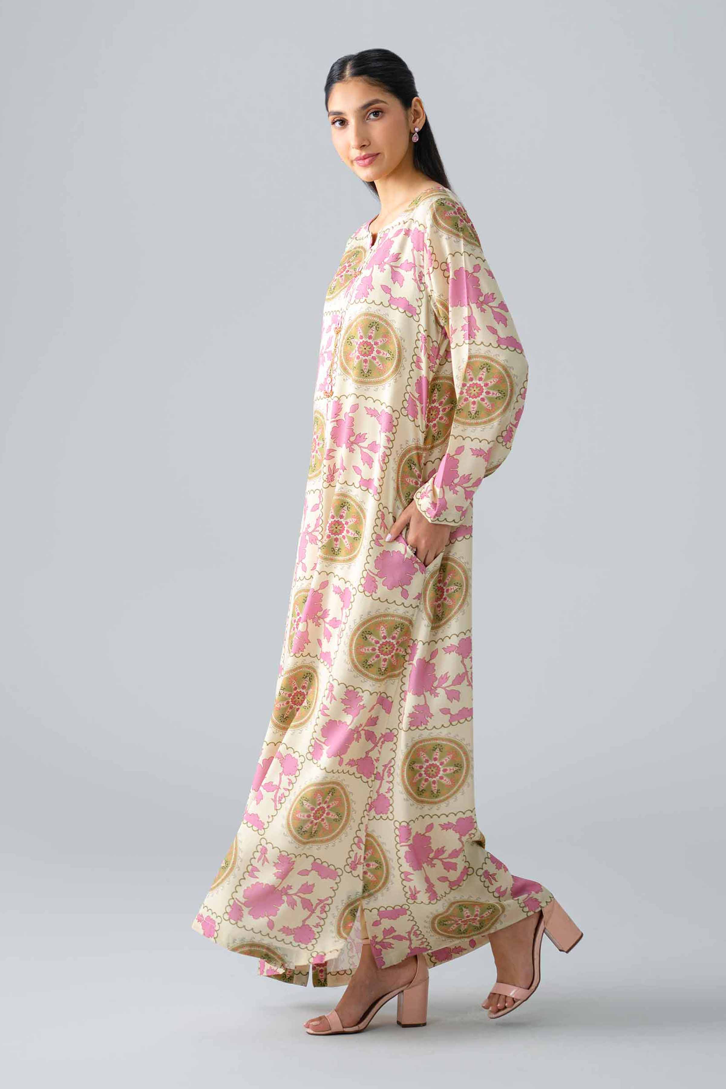 Nishat UK - Multi Printed Dobby 1 Piece ready to wear long dress