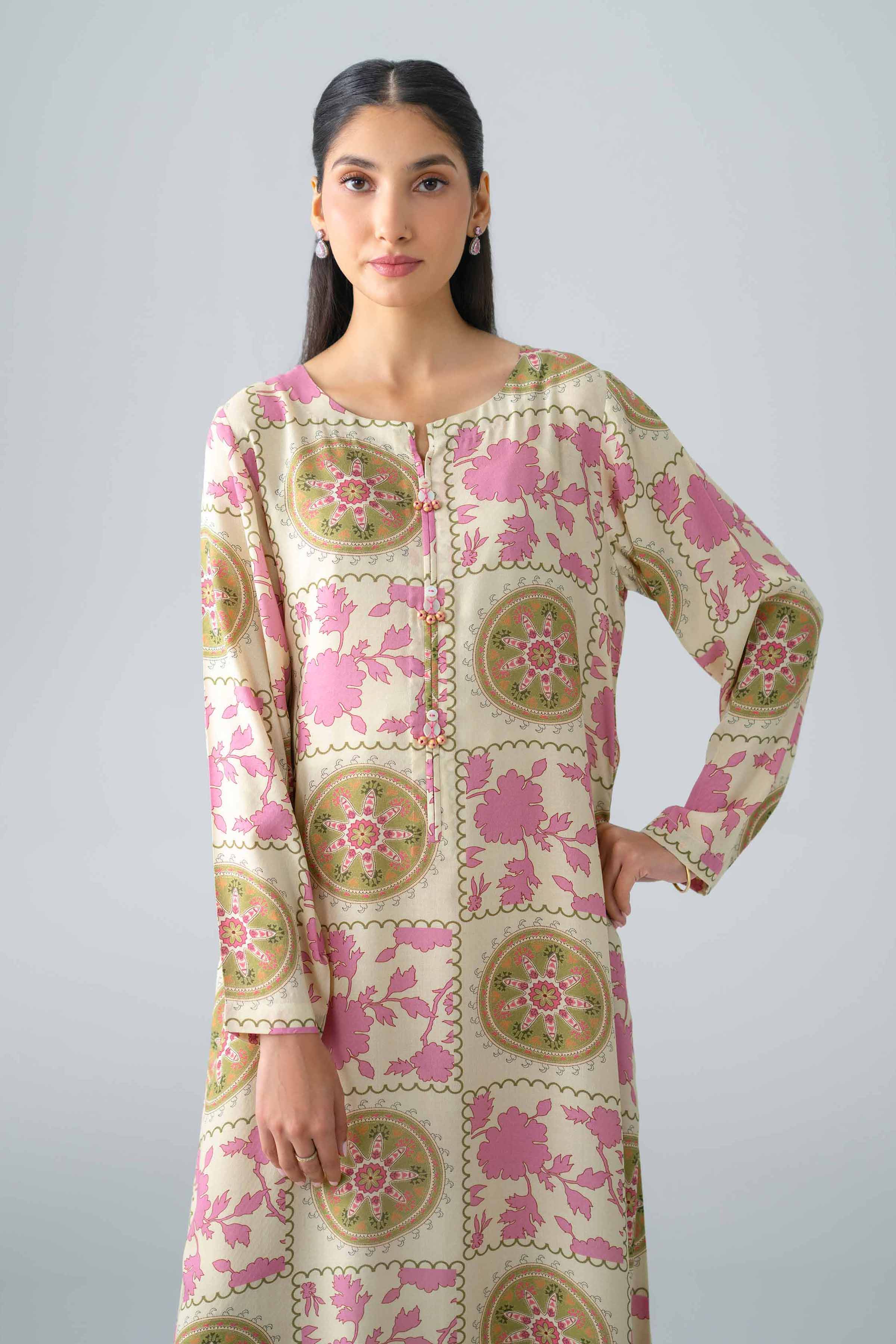 Nishat UK - Multi Printed Dobby 1 Piece ready to wear long dress