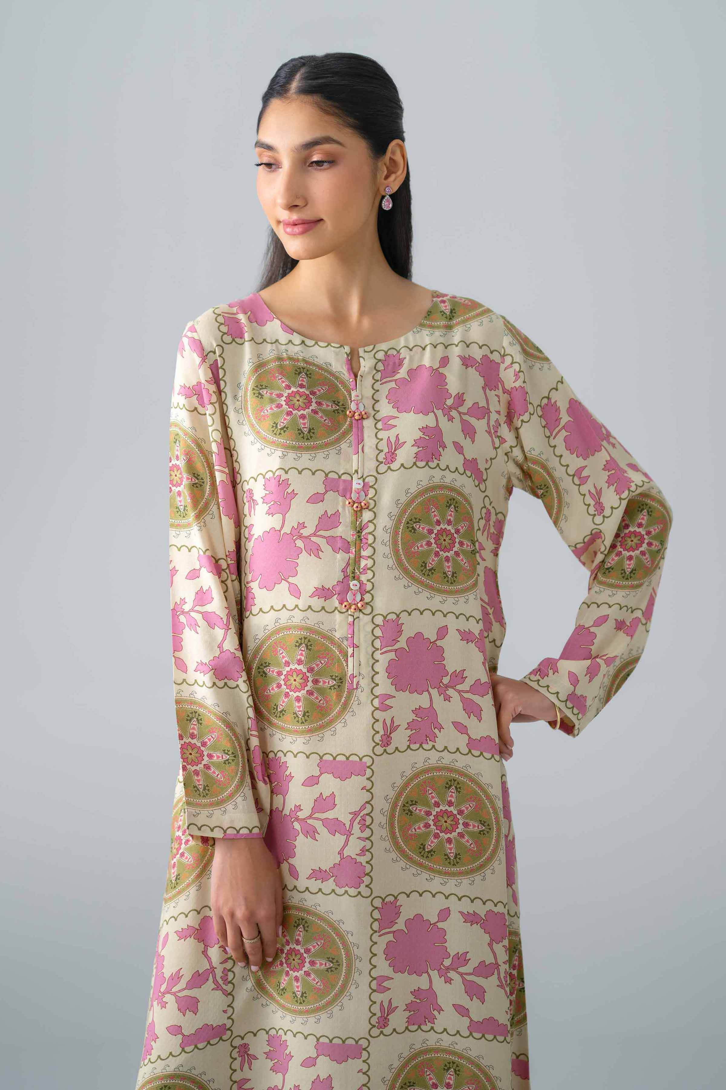 Nishat UK - Multi Printed Dobby 1 Piece ready to wear long dress