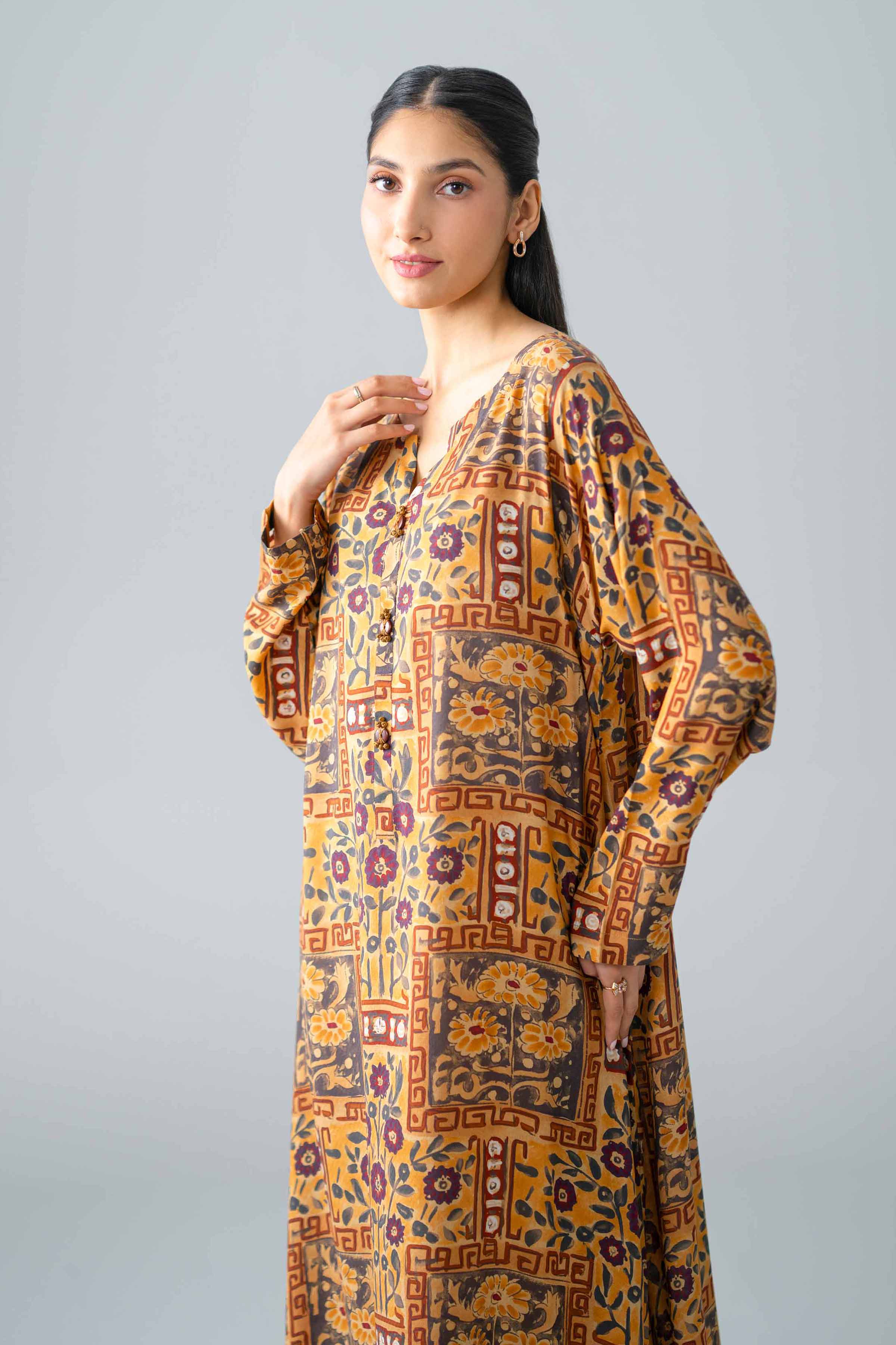 Nishat UK - Multi Printed Dobby 1 Piece ready to wear long dress