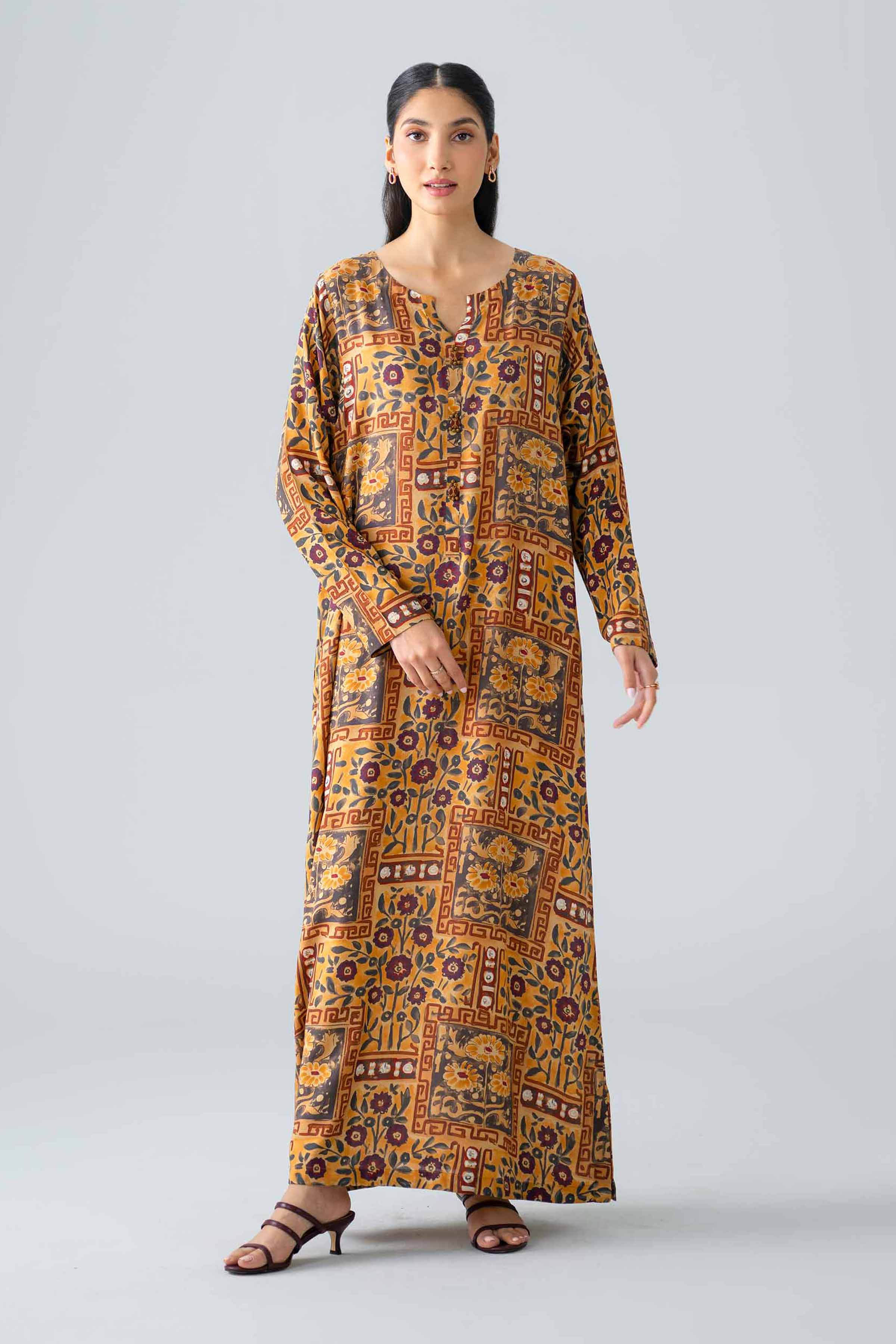 Nishat UK - Multi Printed Dobby 1 Piece ready to wear long dress