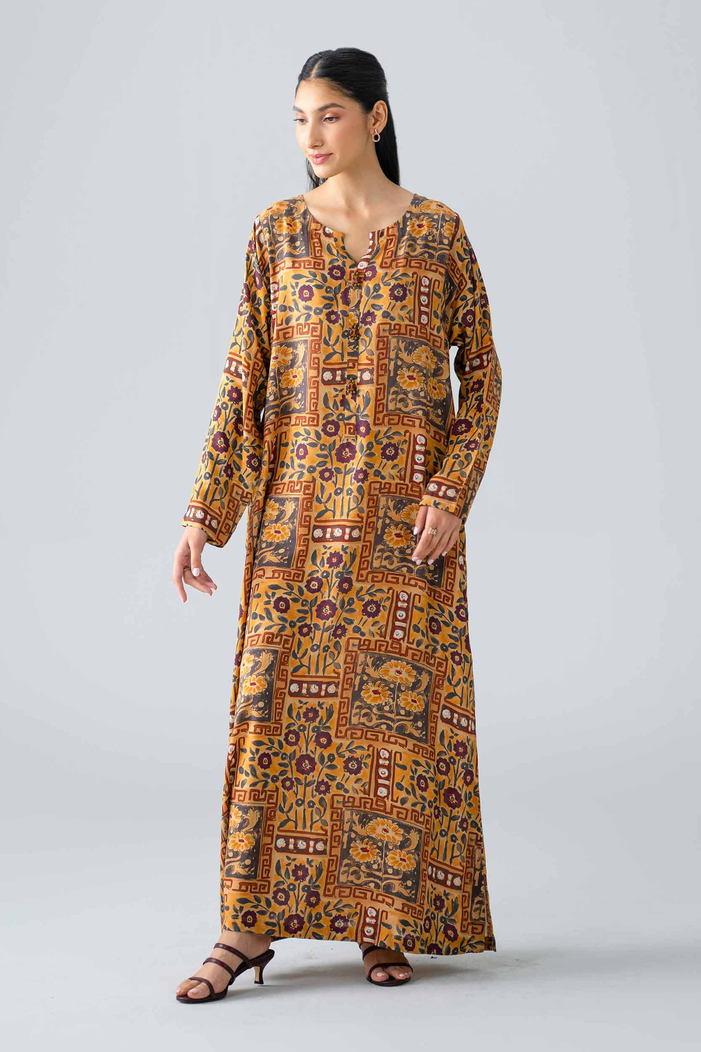 Nishat UK - Multi Printed Dobby 1 Piece ready to wear long dress
