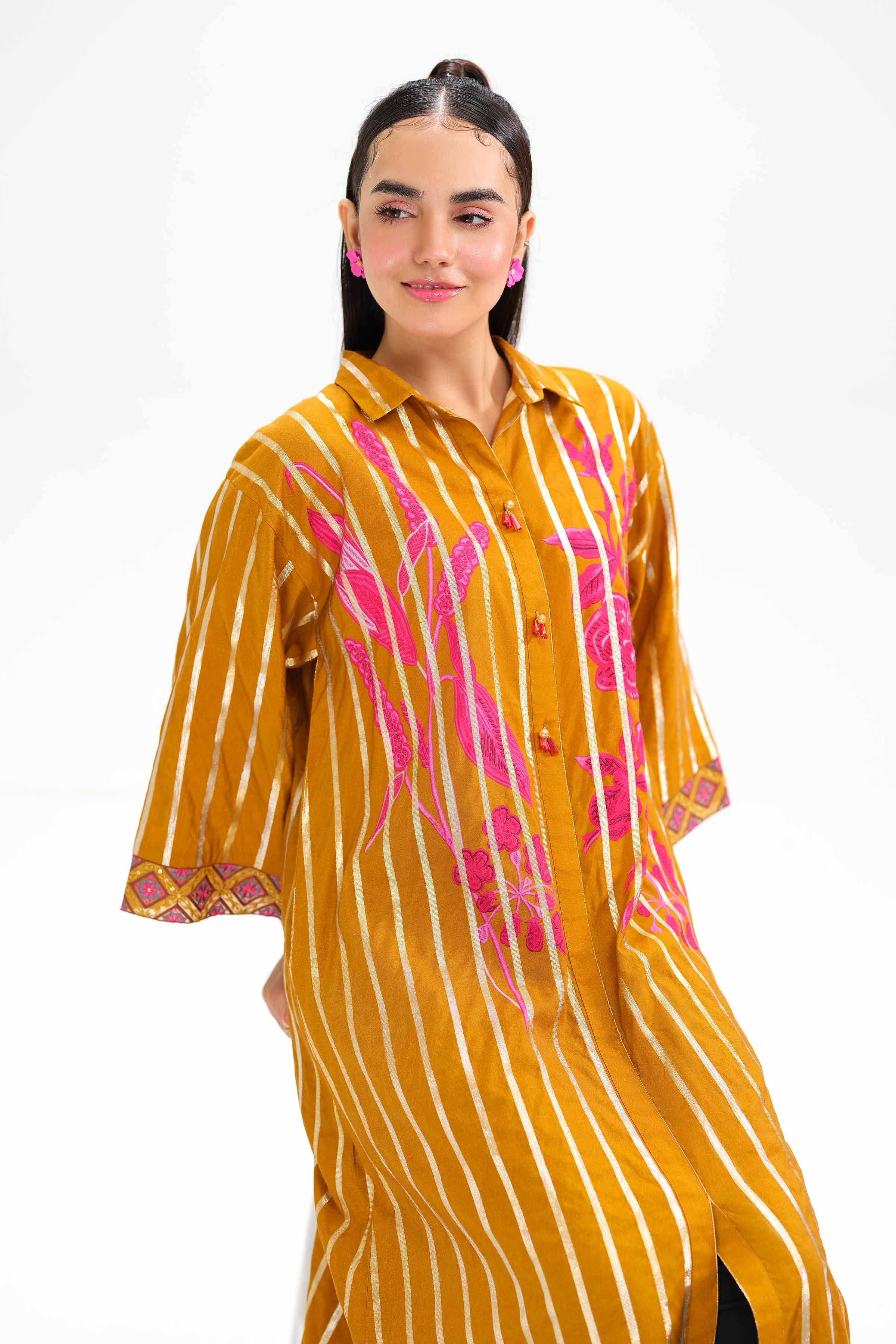 NishatUK - Brown Embroidered   Monar Gold 1-piece ready to wear Dress