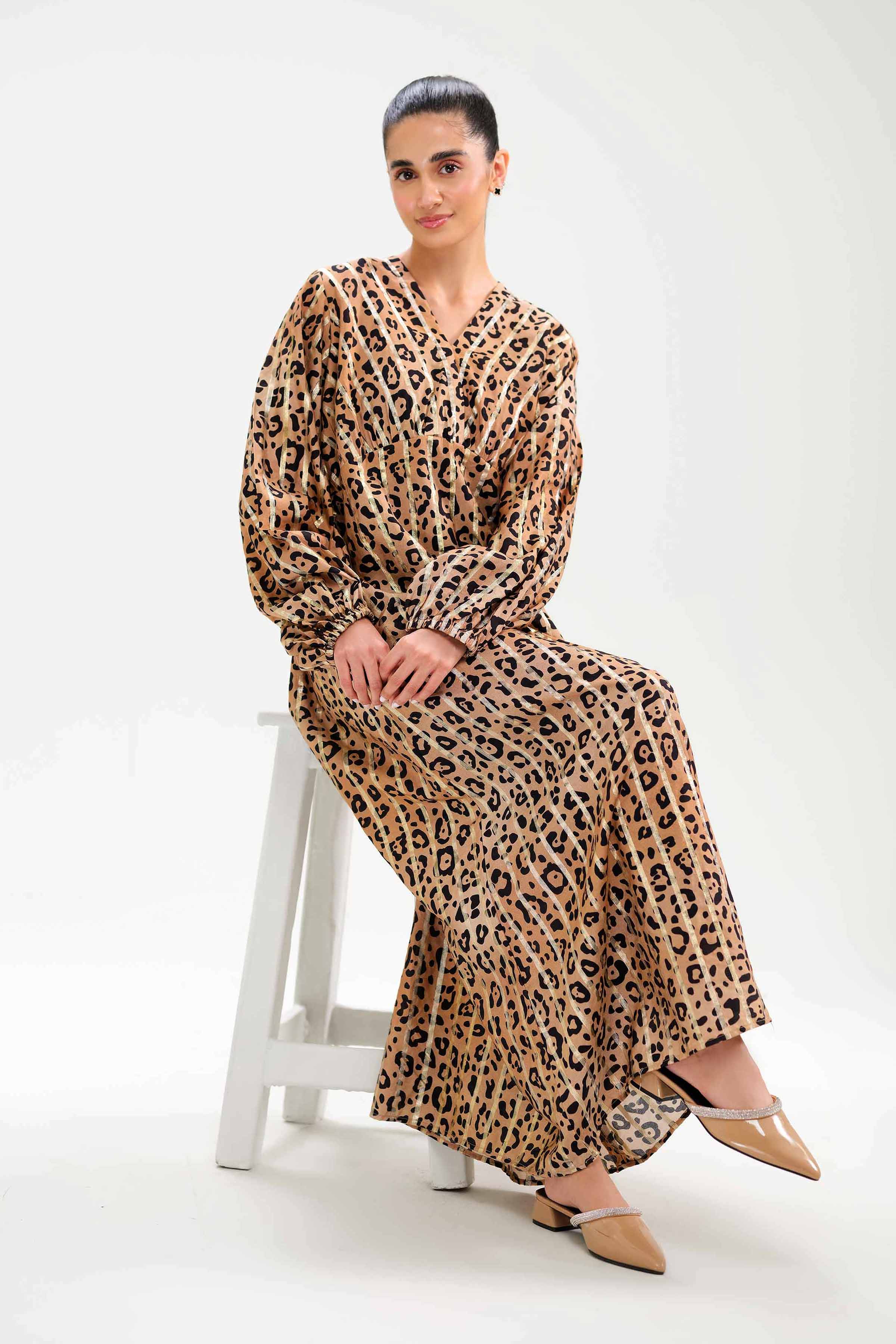 NishatUK - Brown Printed  Monar Gold 1-piece ready to wear Dress