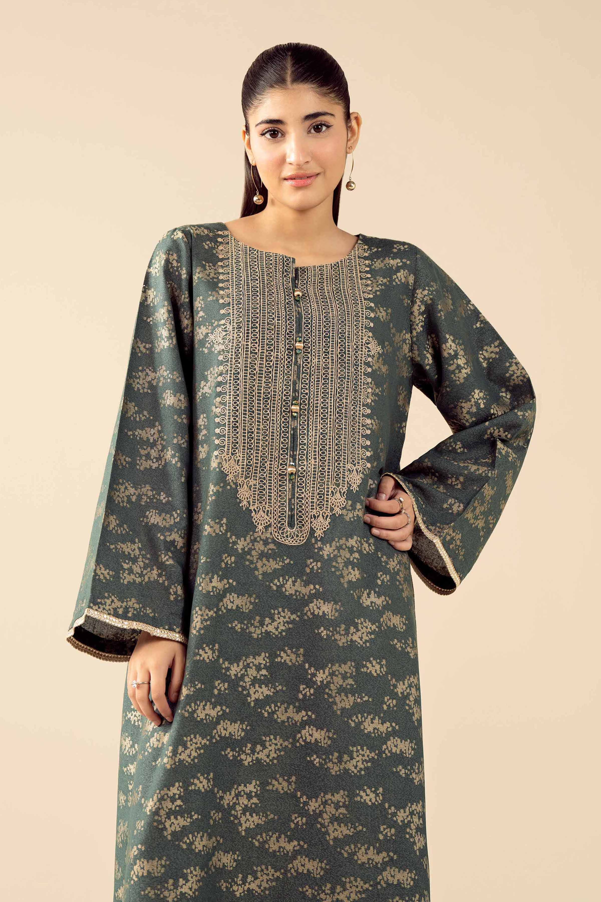 NishatUK - Green Embroidered Jacquard 1-piece ready to wear Shirt