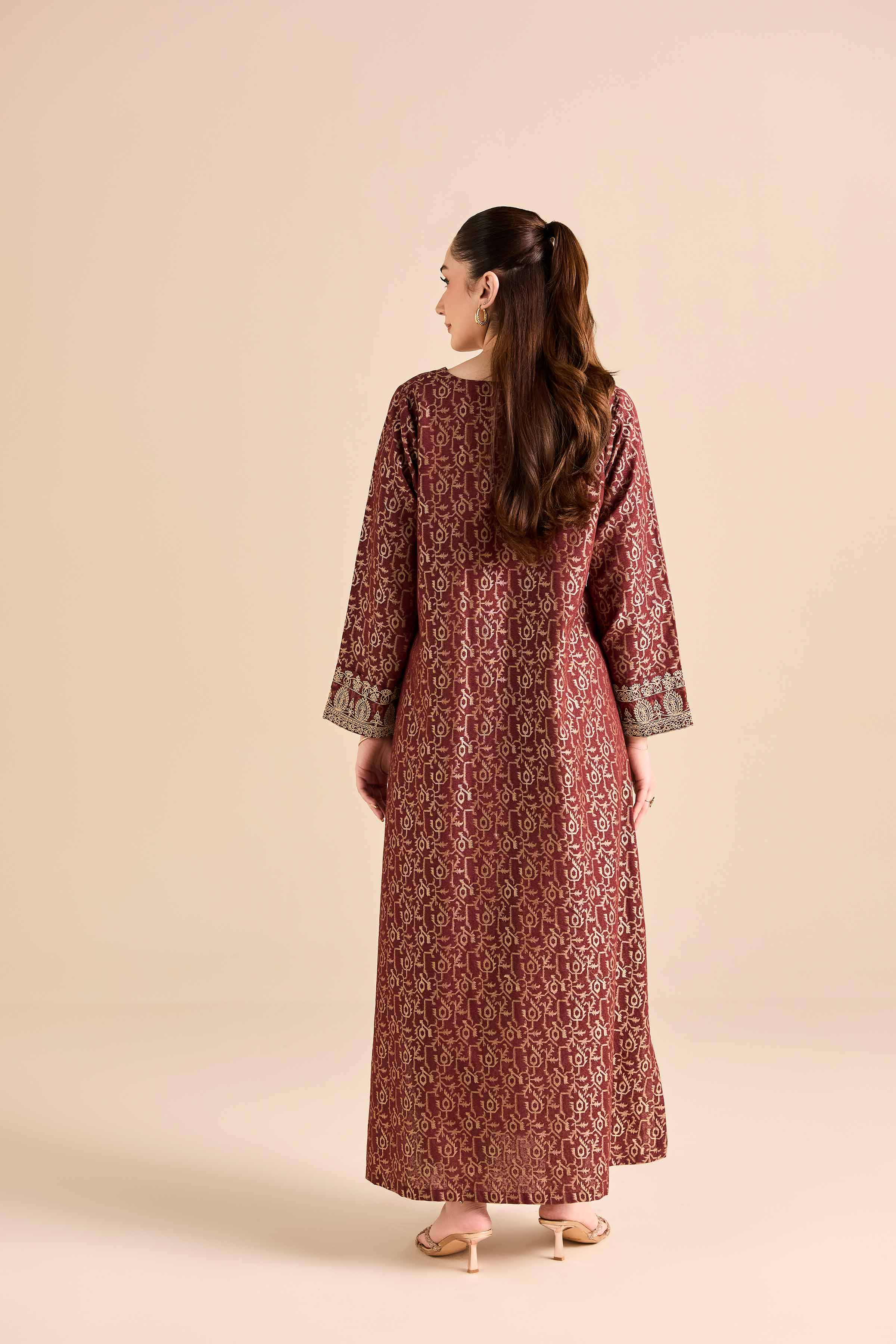 NishatUK - Red Embroidered Jacquard 1-piece ready to wear Shirt