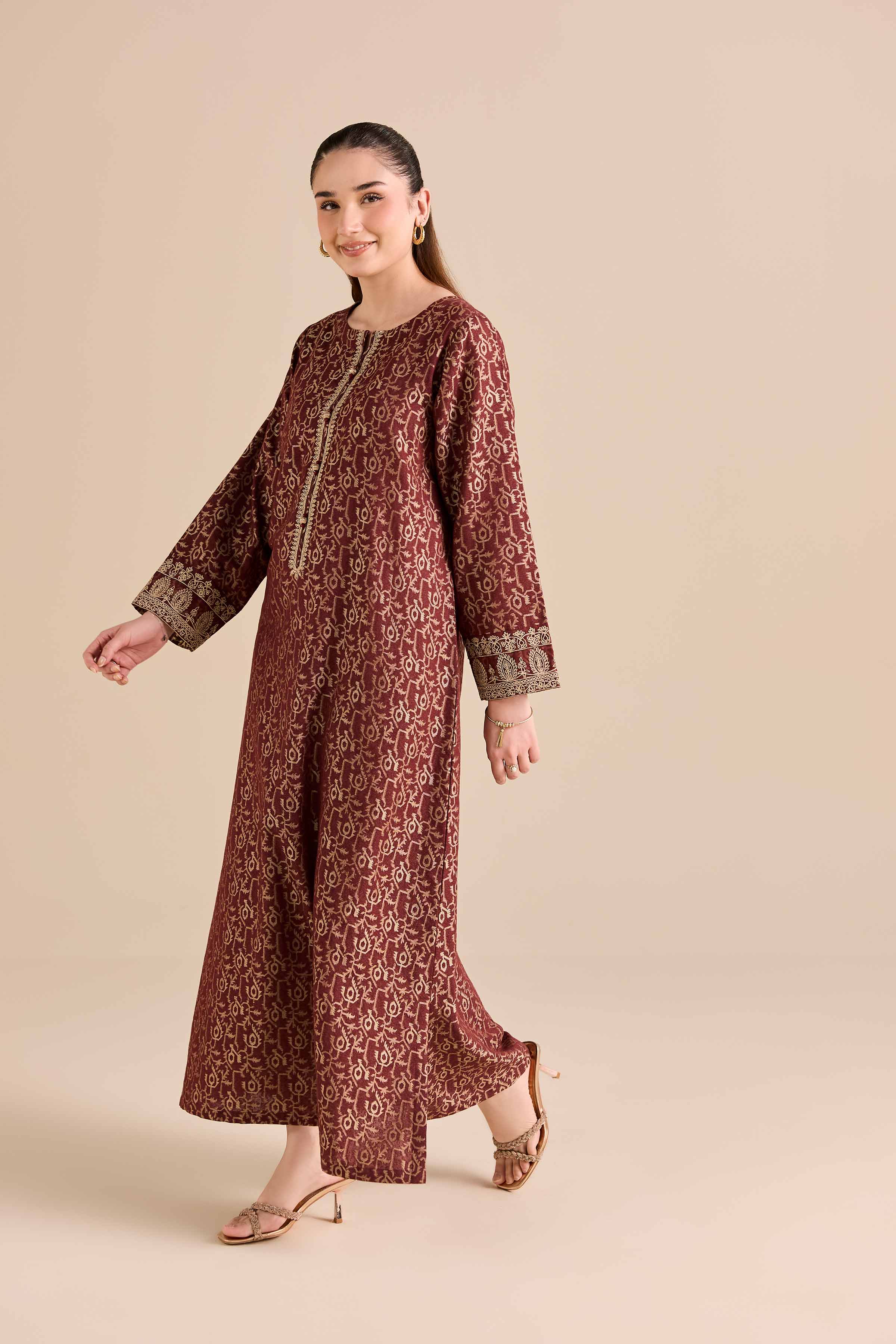NishatUK - Red Embroidered Jacquard 1-piece ready to wear Shirt