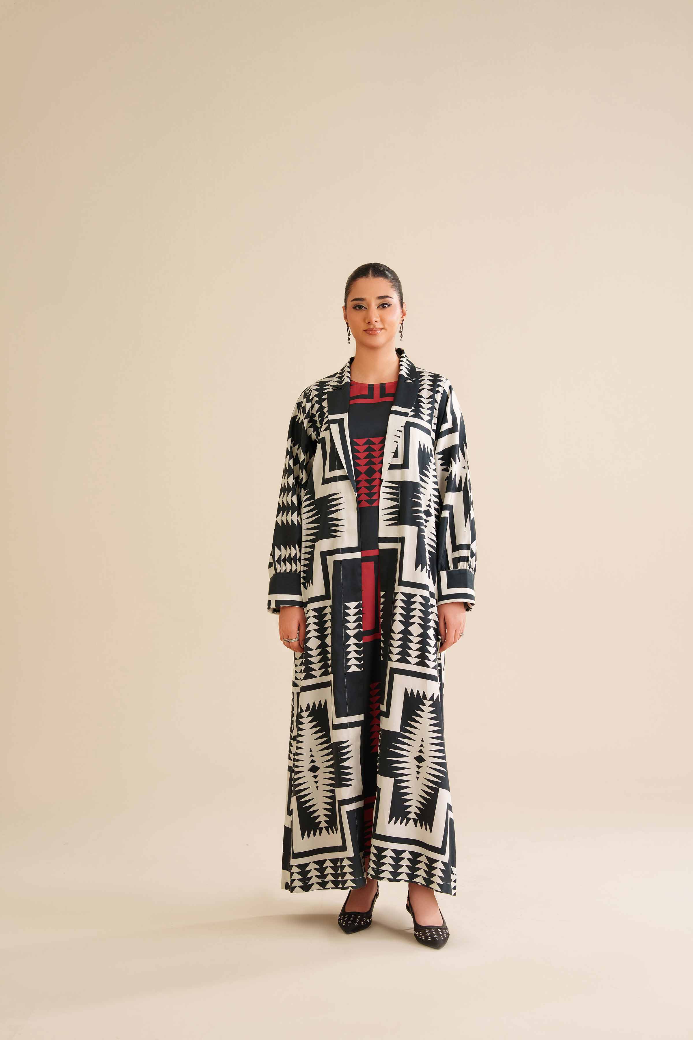 NishatUK - Black Printed  Satin 2-piece ready to wear Dress