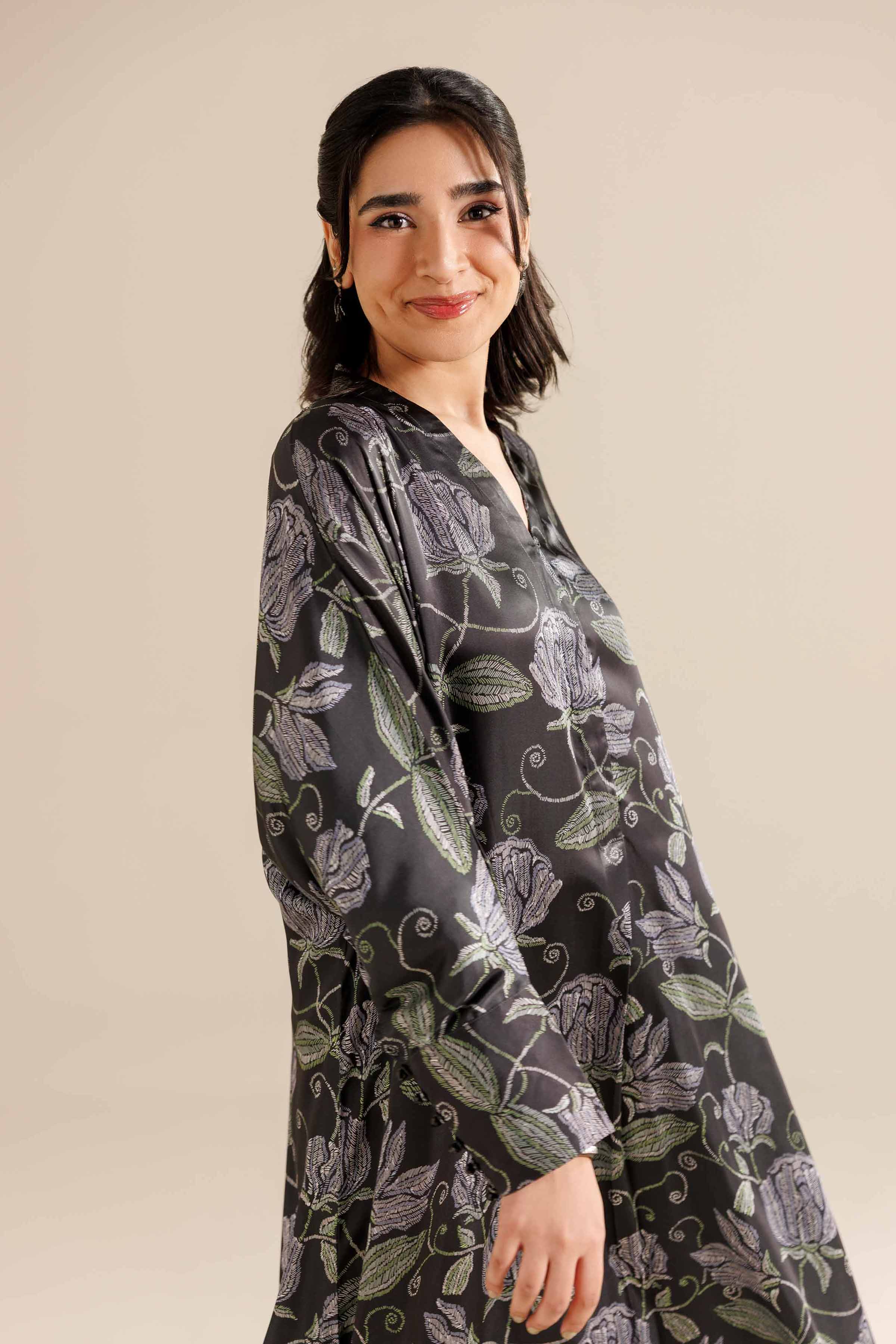 NishatUK - Black  Silk 1-piece ready to wear Long Dress