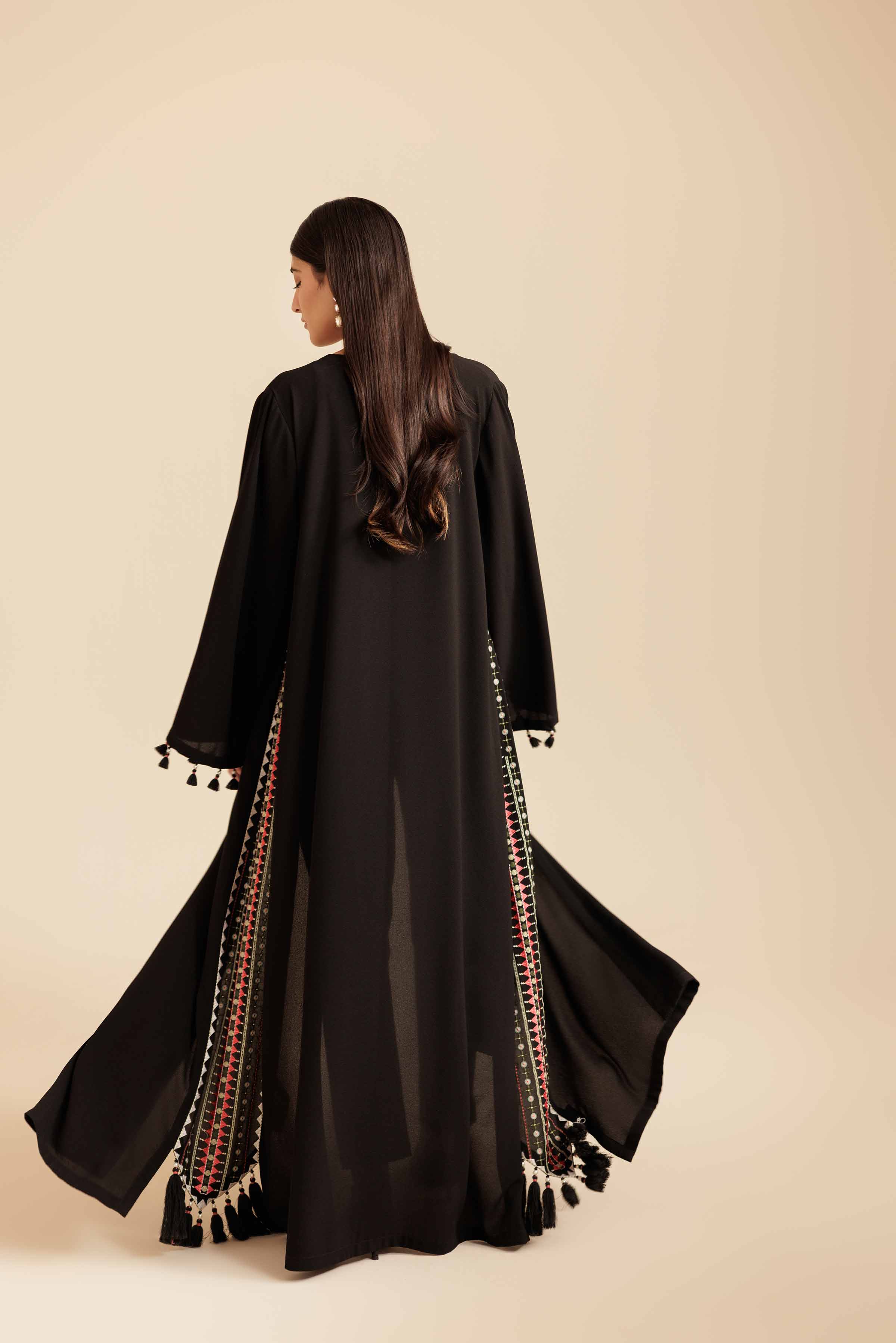 NishatUK - Black Embroidered Crepe 2-piece ready to wear Fustan