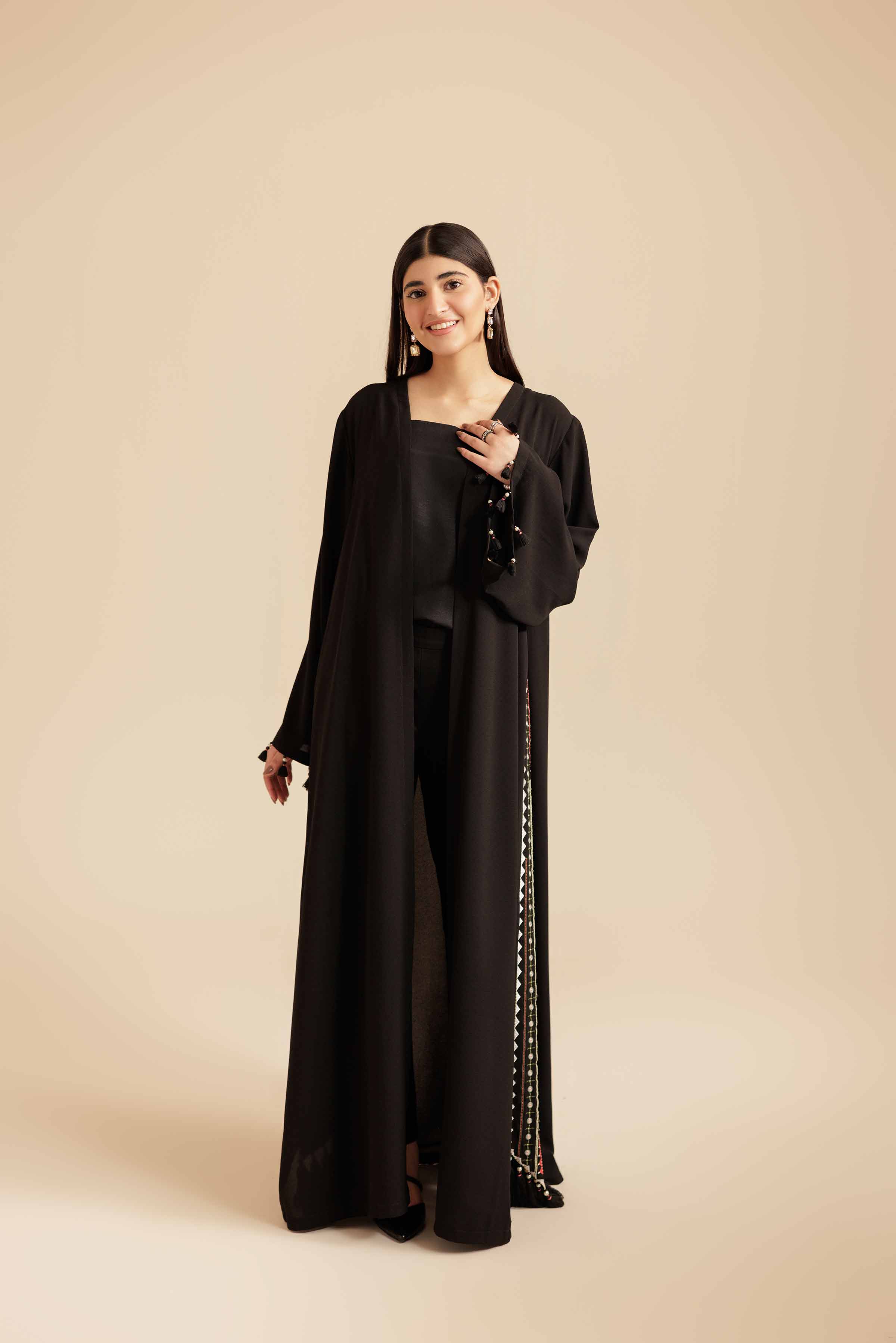 NishatUK - Black Embroidered Crepe 2-piece ready to wear Fustan