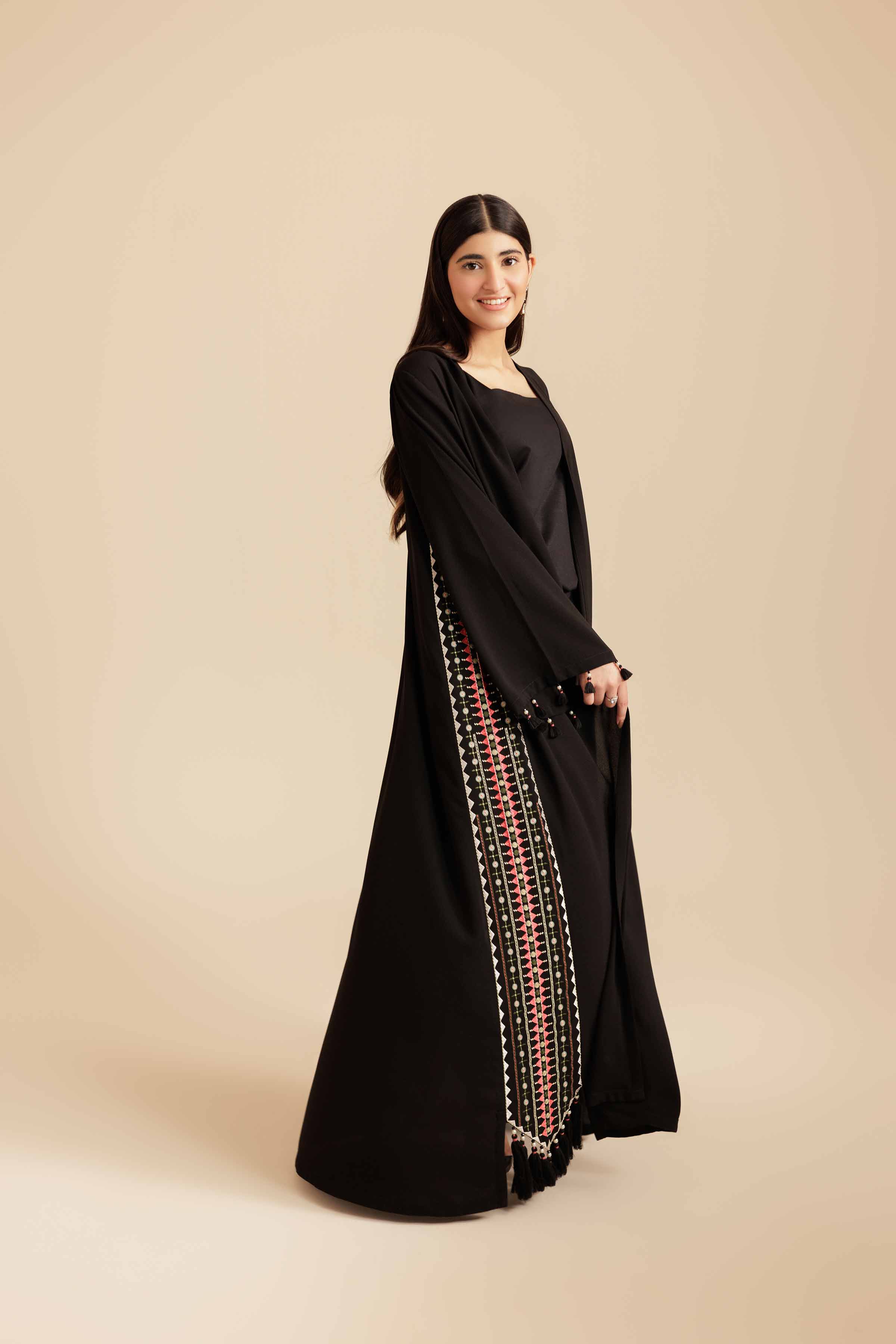 NishatUK - Black Embroidered Crepe 2-piece ready to wear Fustan