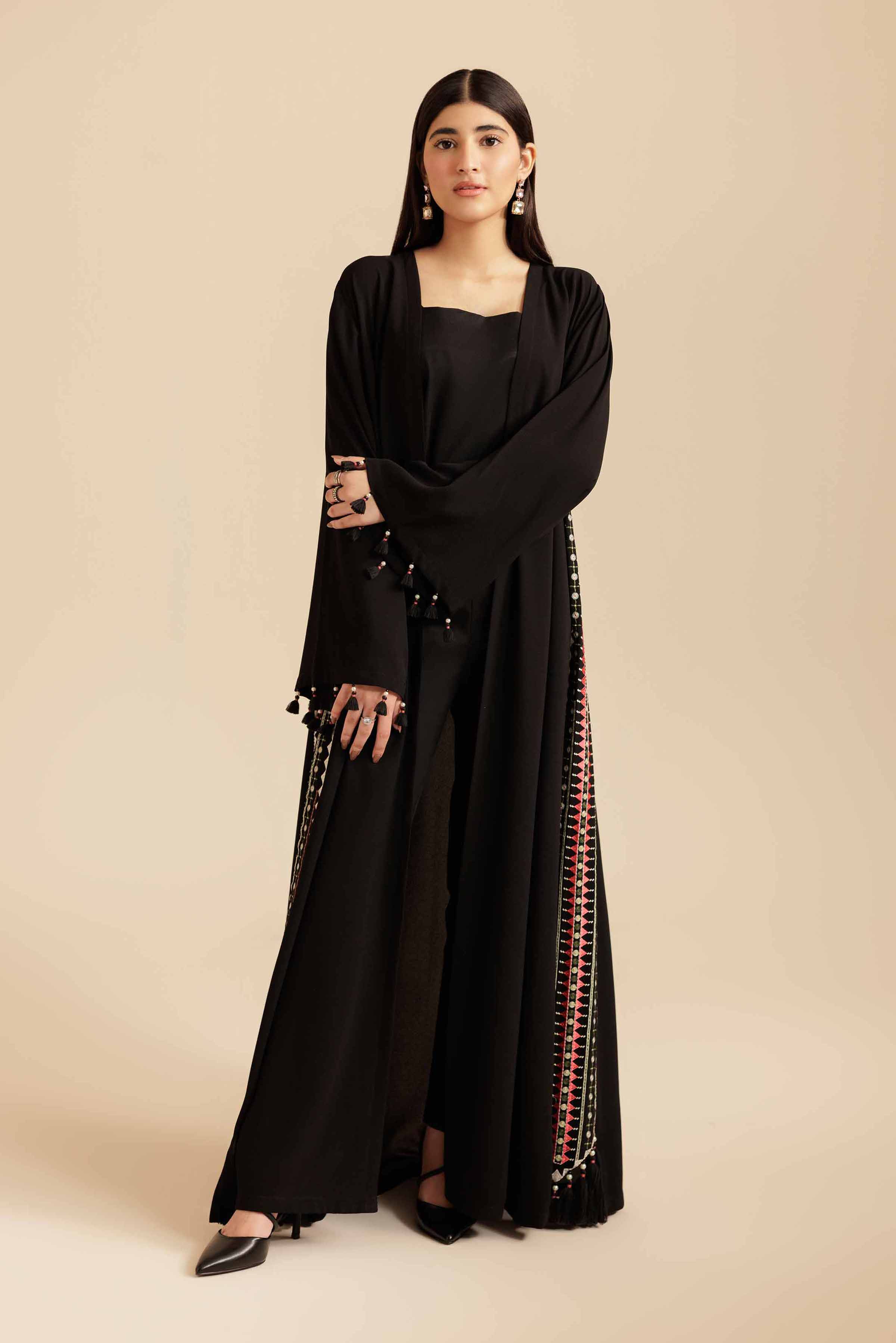 NishatUK - Black Embroidered Crepe 2-piece ready to wear Fustan