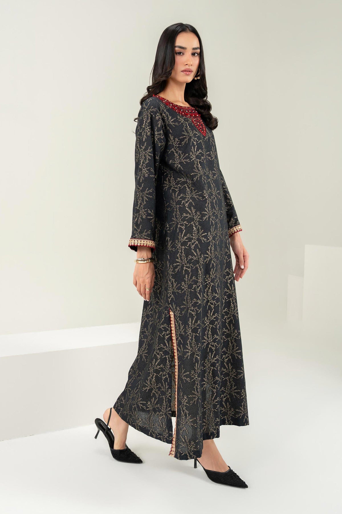 Nishat UK - Black Embroidered Jacquard 1 Piece ready to wear 