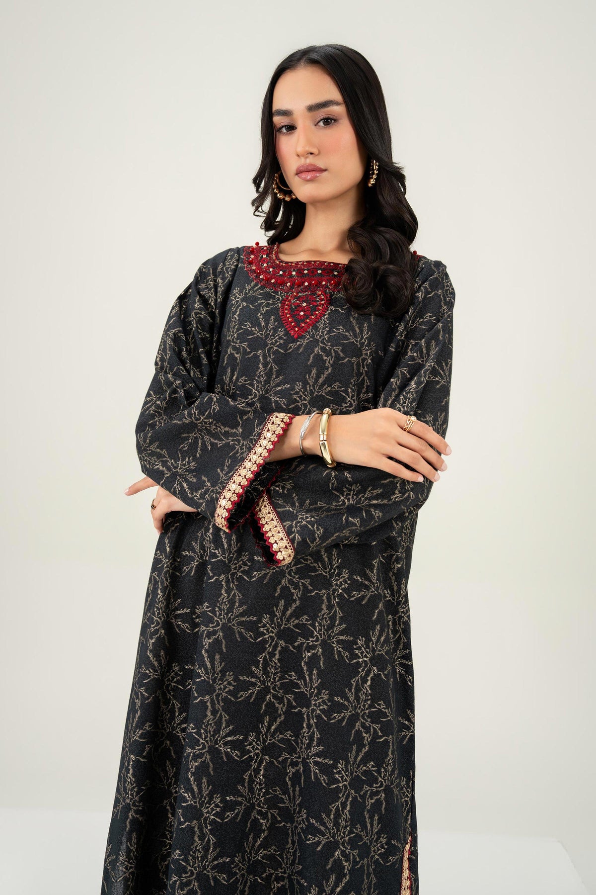 Nishat UK - Black Embroidered Jacquard 1 Piece ready to wear 