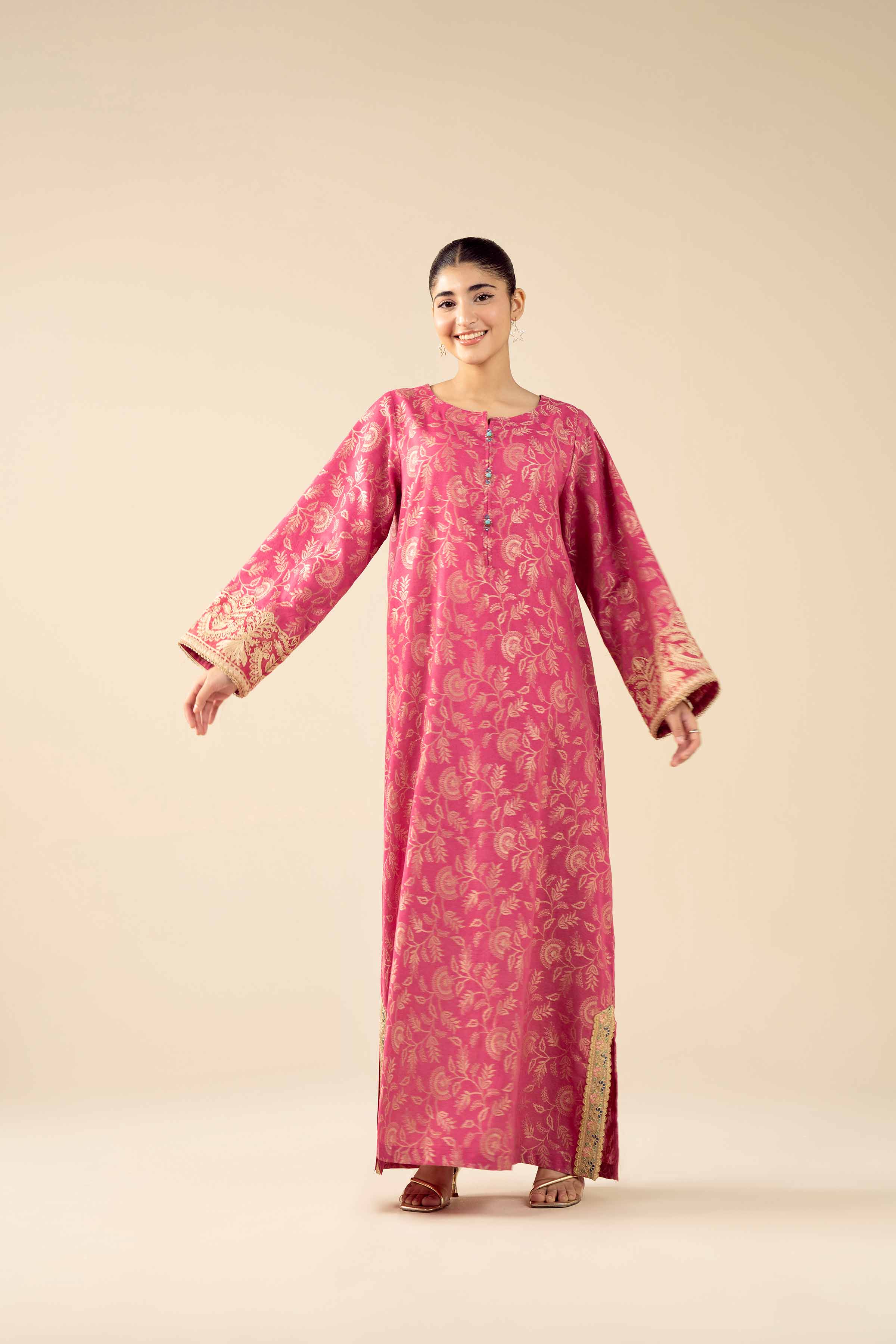 NishatUK - Pink Embroidered Jacquard 1-piece ready to wear Shirt