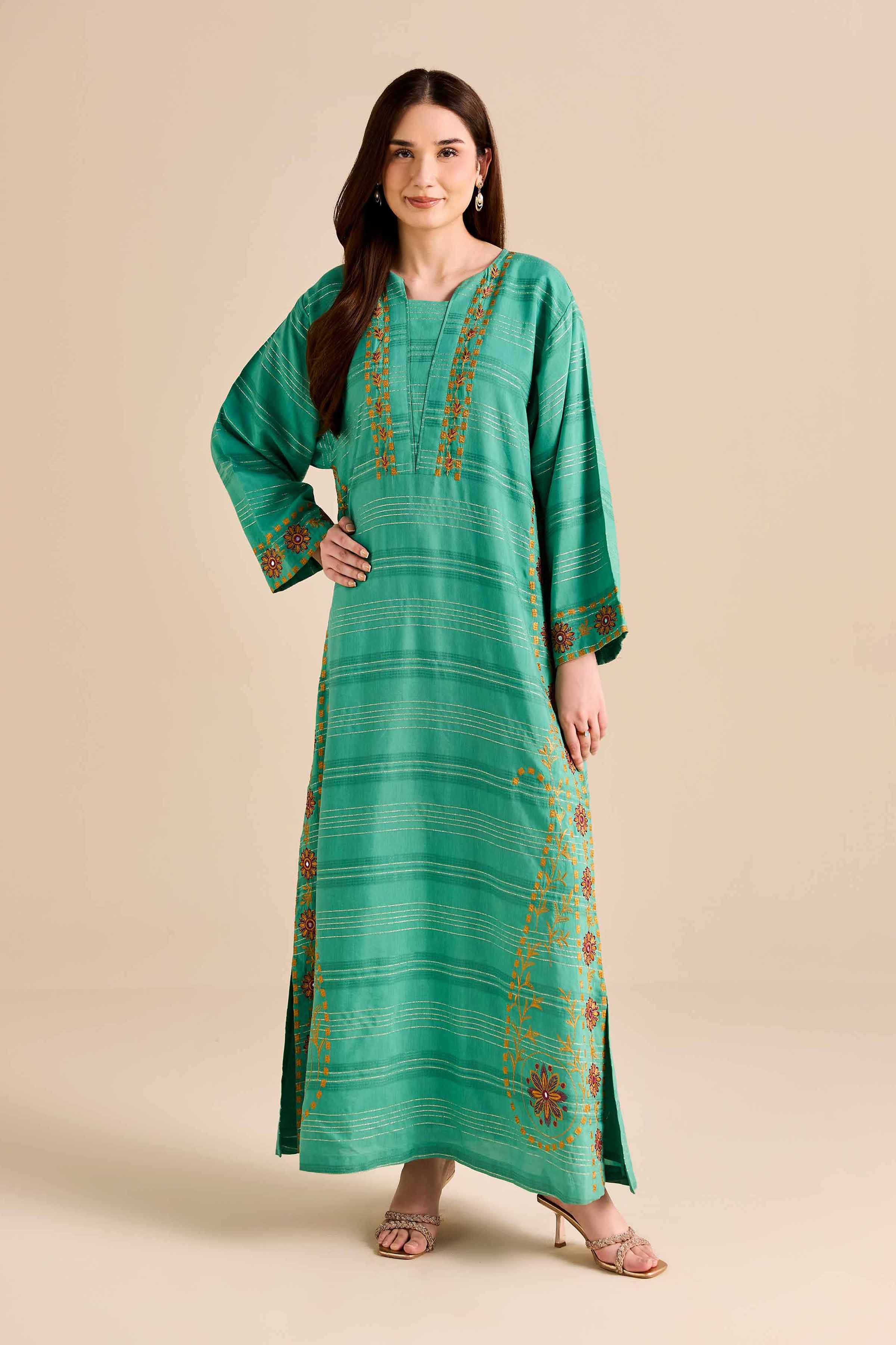NishatUK - Green Embroidered Fancy Gold 1-piece ready to wear Shirt