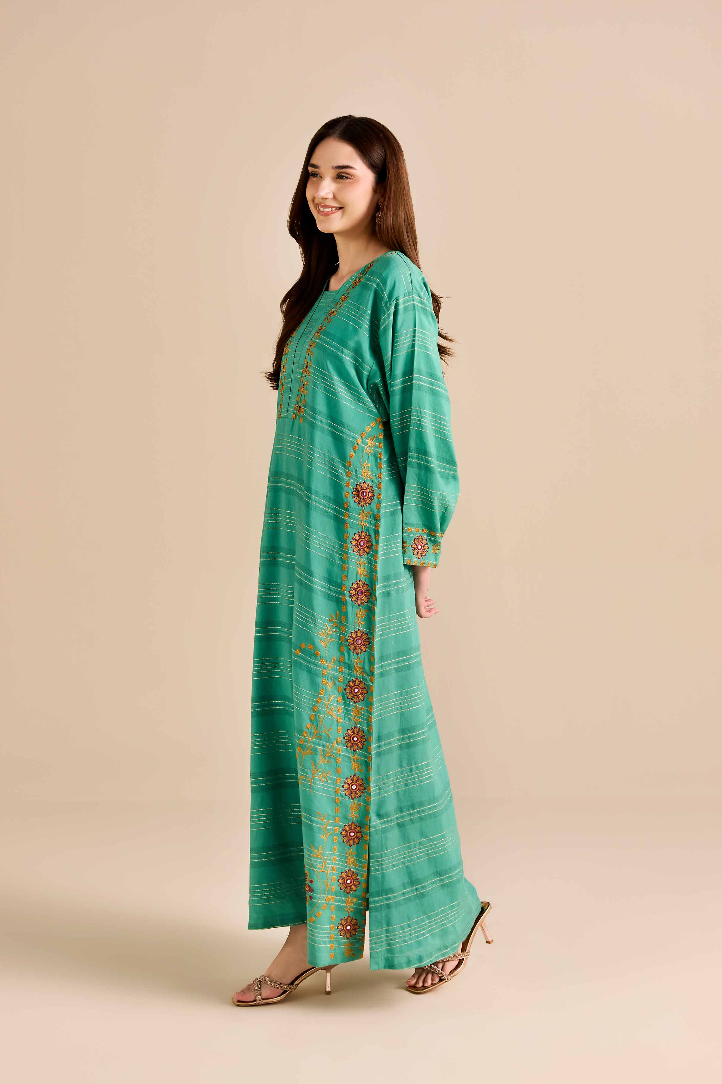NishatUK - Green Embroidered Fancy Gold 1-piece ready to wear Shirt