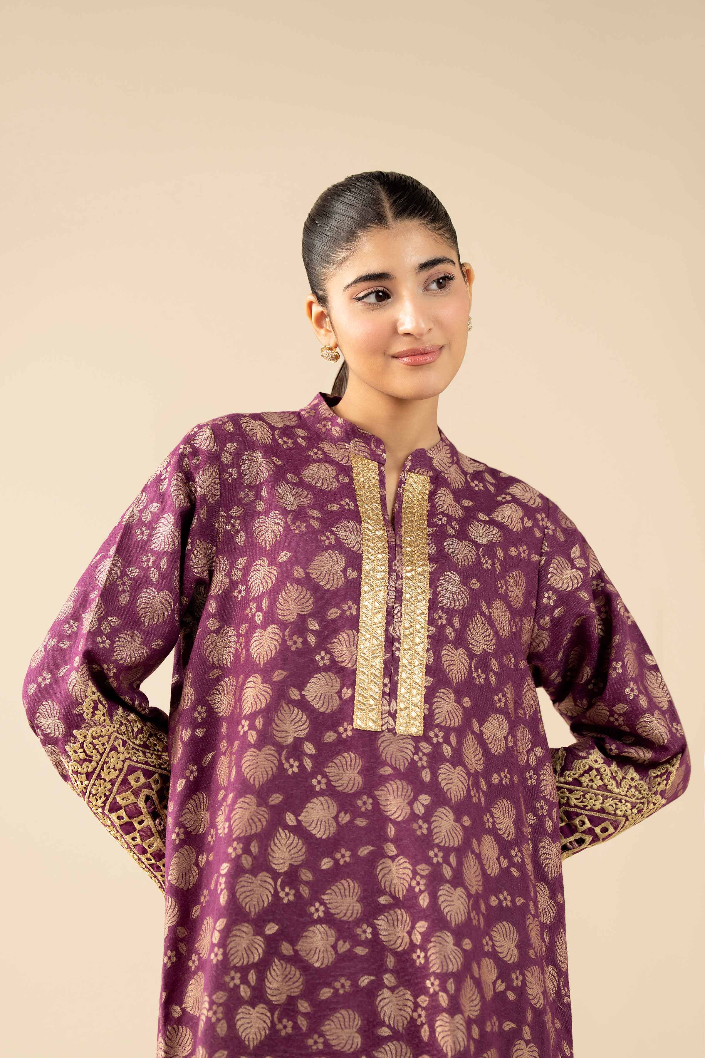 NishatUK - Purple Embroidered Jacquard 1-piece ready to wear Shirt