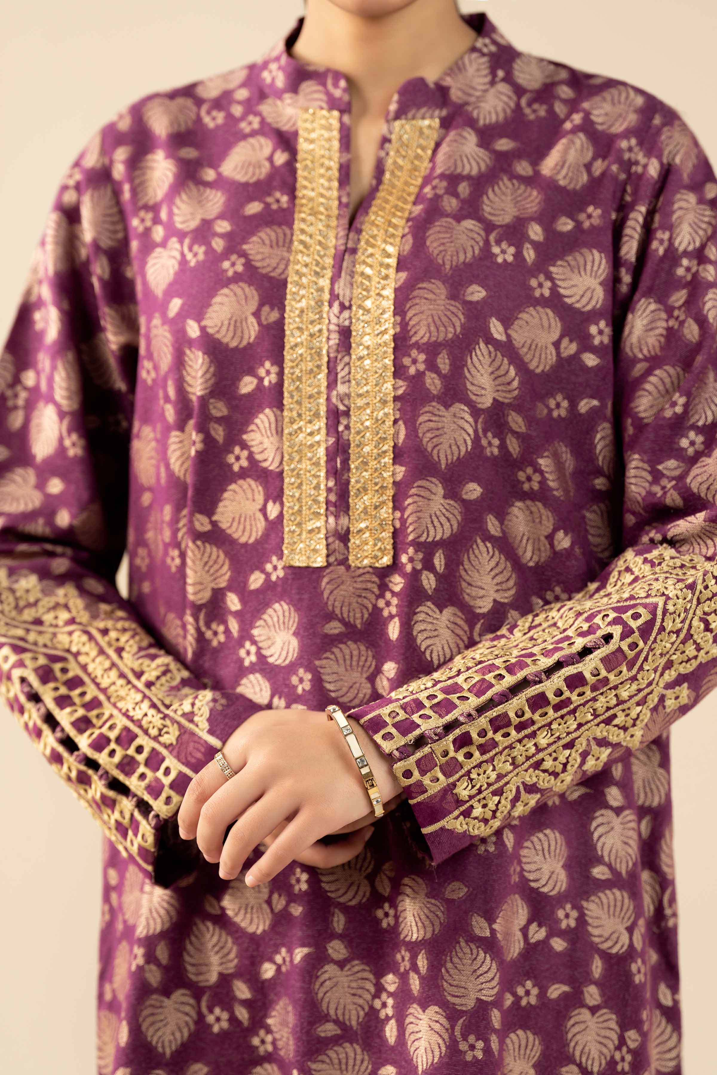 NishatUK - Purple Embroidered Jacquard 1-piece ready to wear Shirt