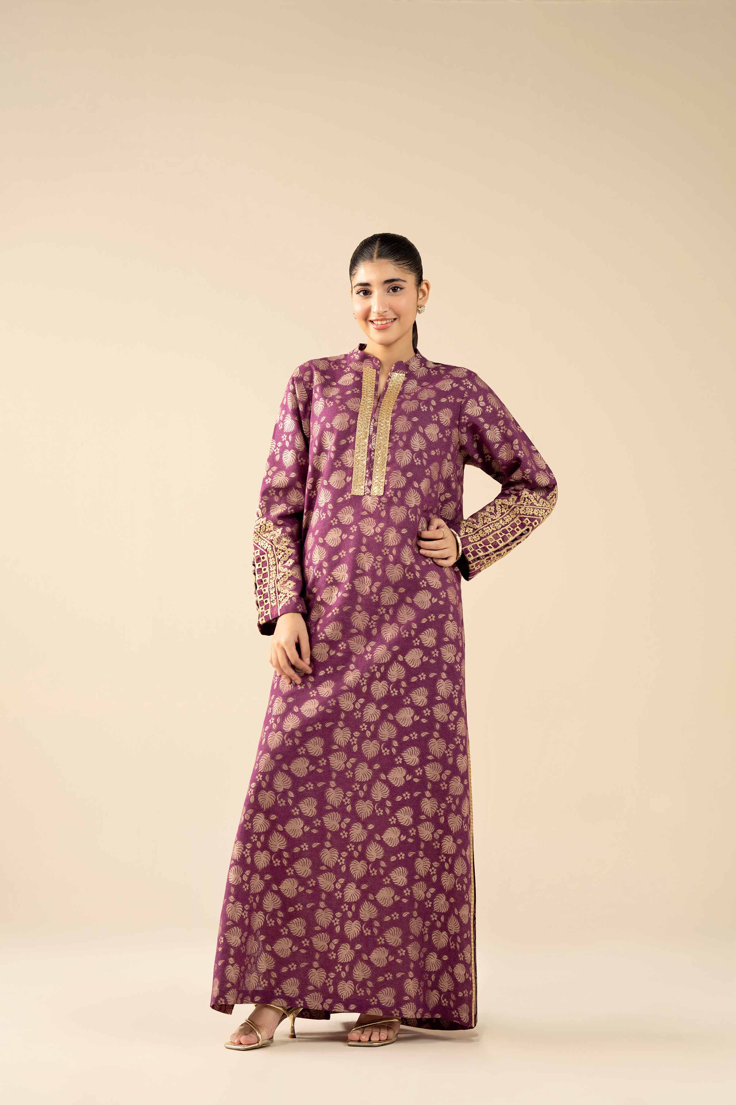 NishatUK - Purple Embroidered Jacquard 1-piece ready to wear Shirt