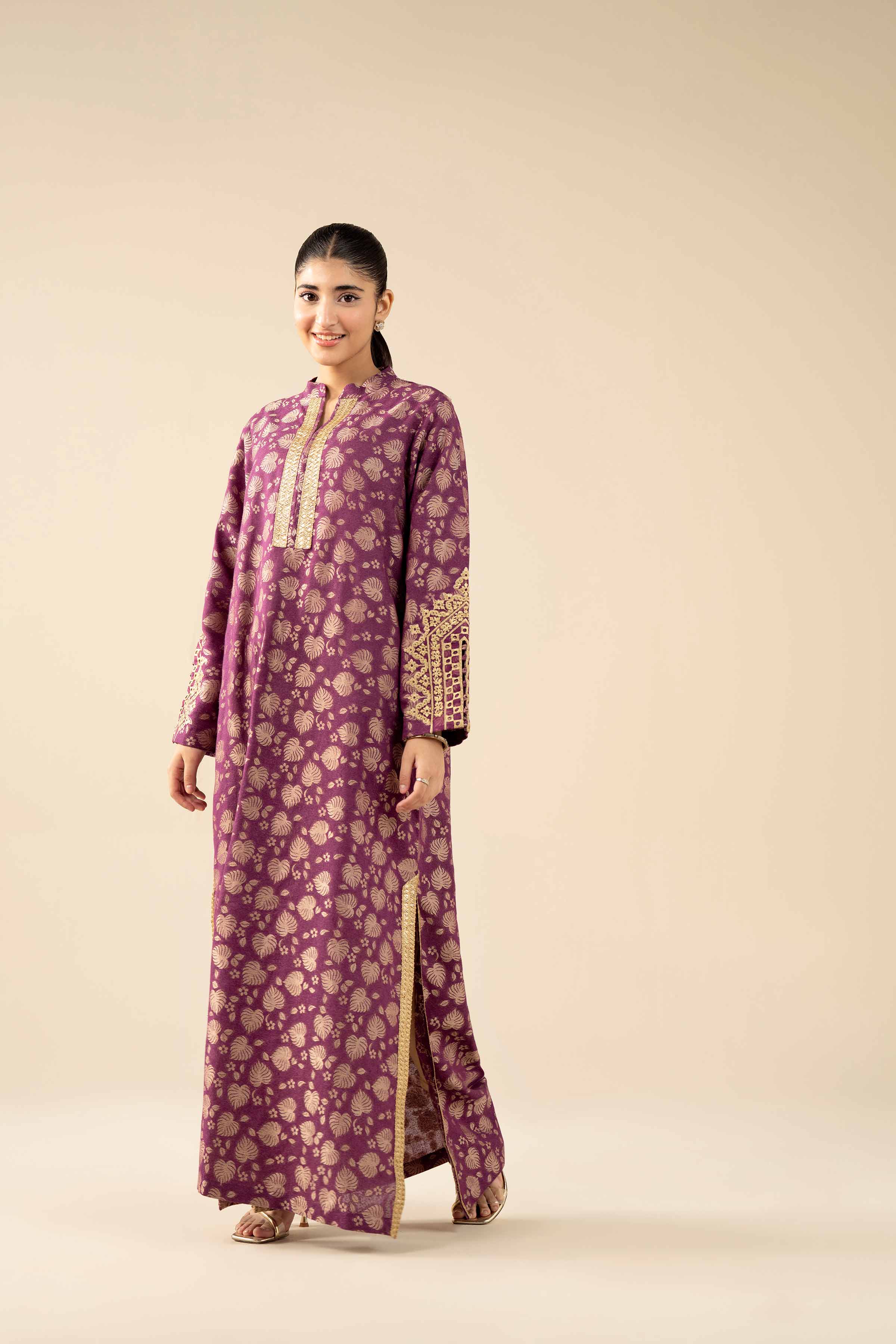 NishatUK - Purple Embroidered Jacquard 1-piece ready to wear Shirt