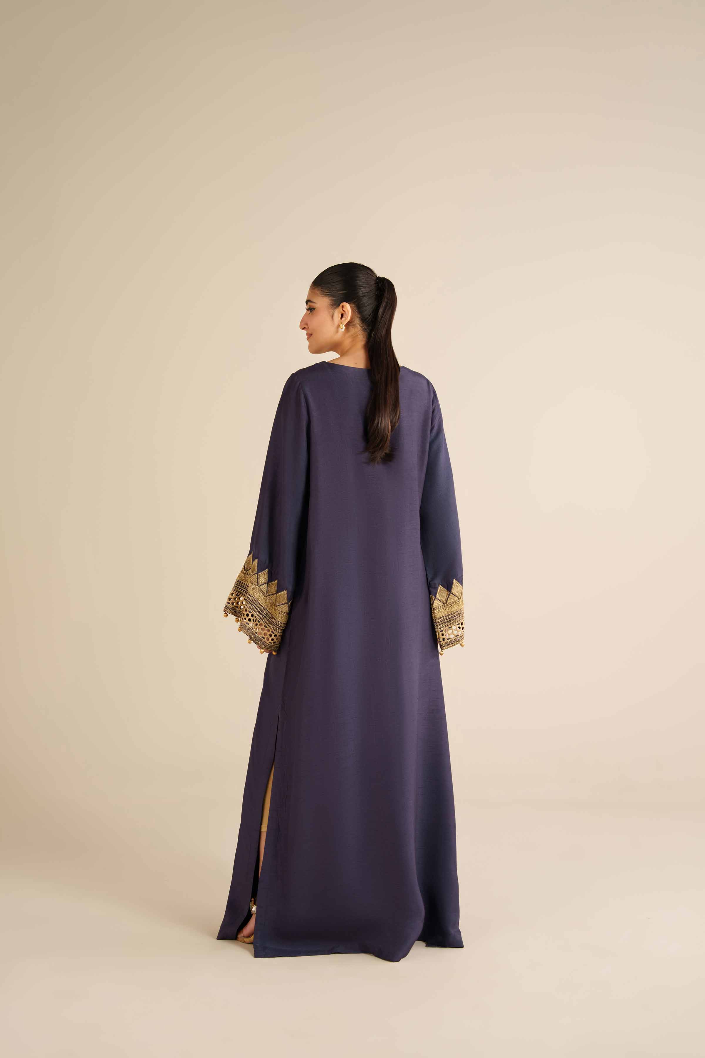 NishatUK - Blue Embroidered Silk 1-piece ready to wear Long Dress