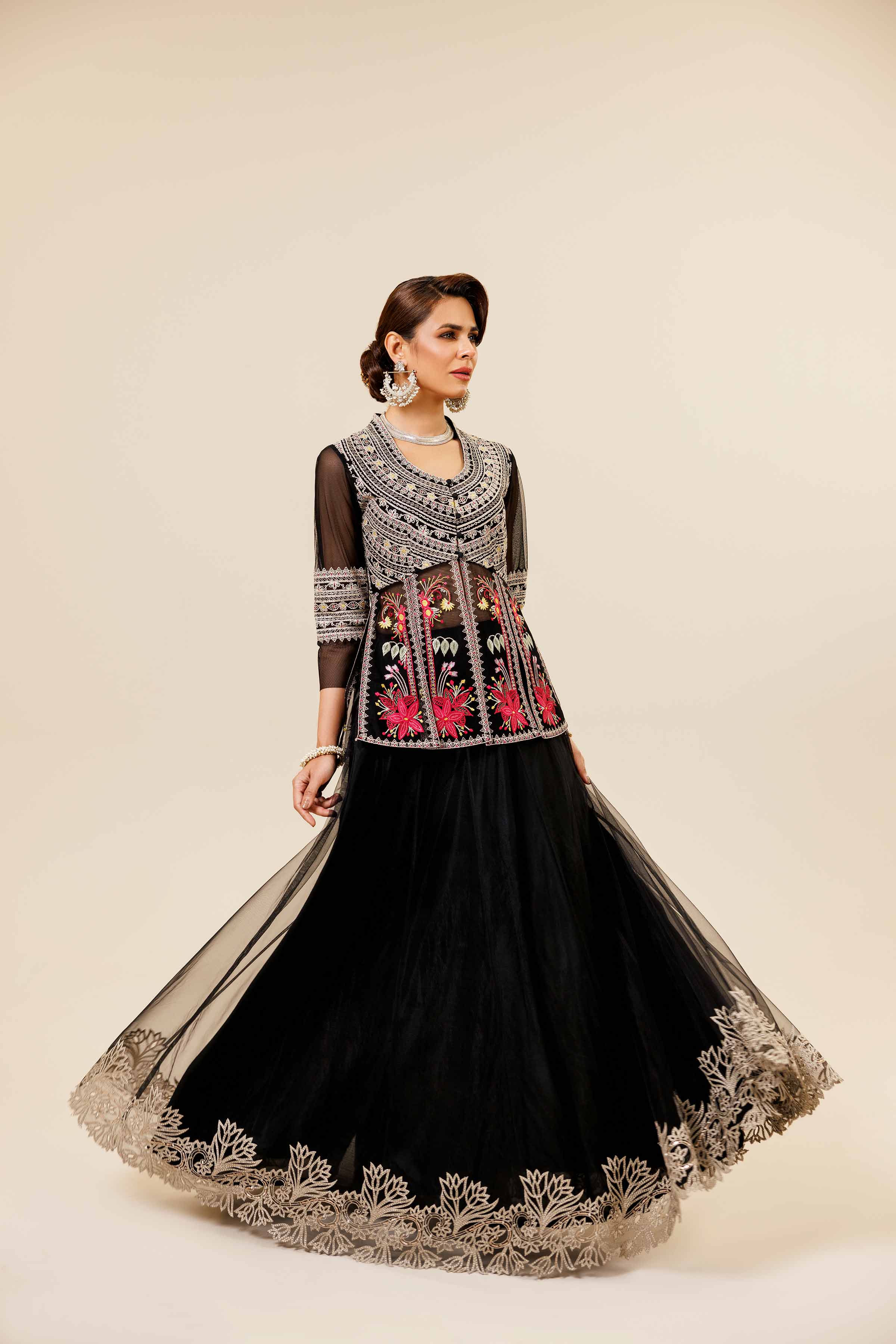 NishatUK - Brown Embroidered  Silk 2-piece ready to wear Dress