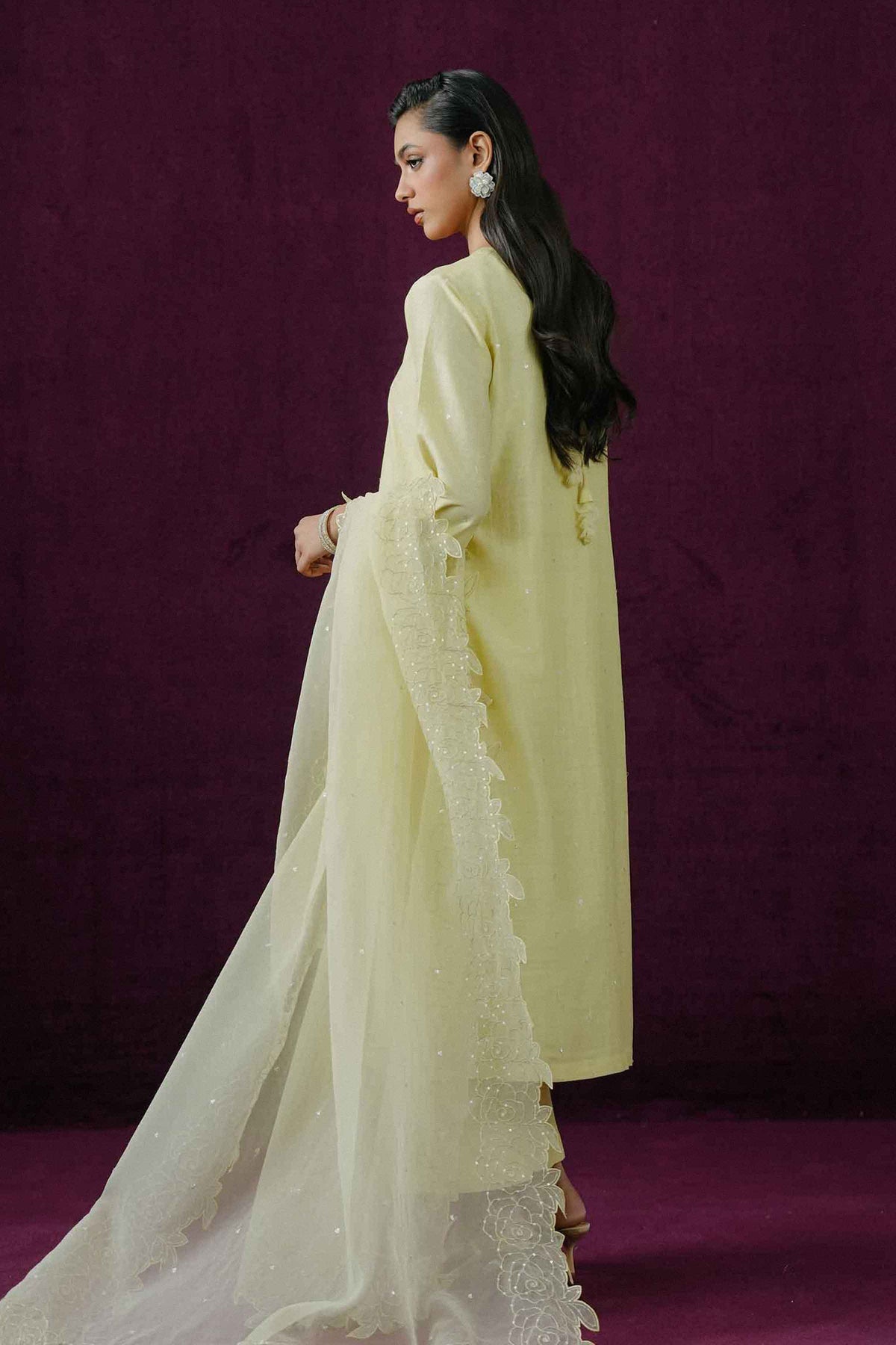 Nishat UK - Yellow Embroidered Silk 3 Pieces ready to wear Suit