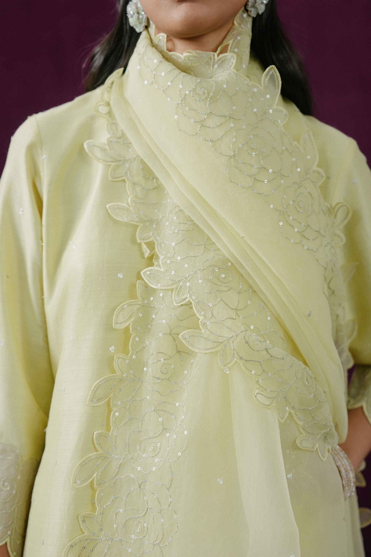 Nishat UK - Yellow Embroidered Silk 3 Pieces ready to wear Suit