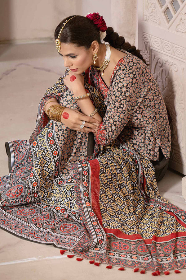 3 Piece - Printed Embroidered Suit - KFE24-07