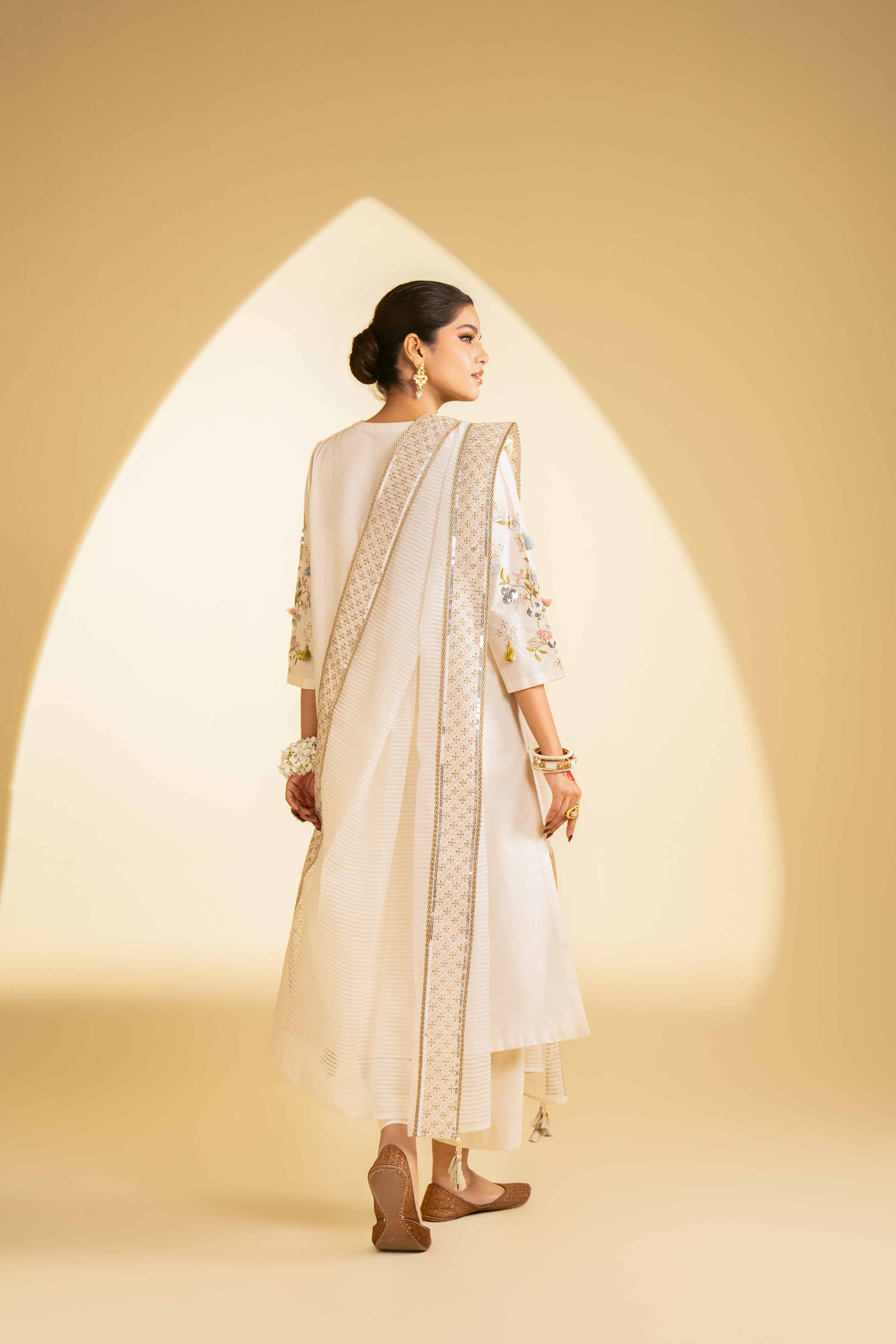 NishatUK - Beige Embroidered   Cambric 3-piece ready to wear Suit