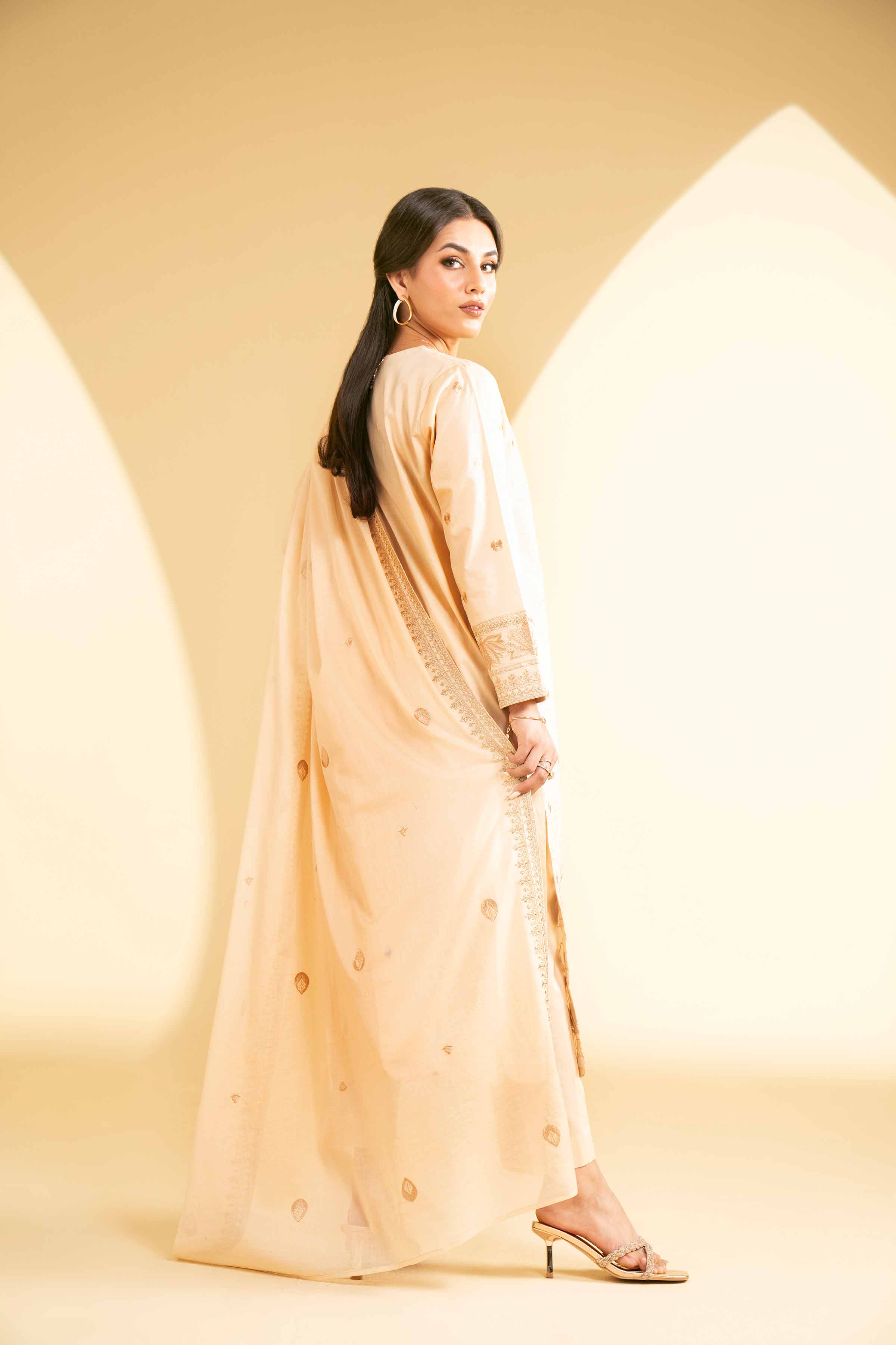 NishatUK - Peach Embroidered   Cambric 3-piece ready to wear Suit