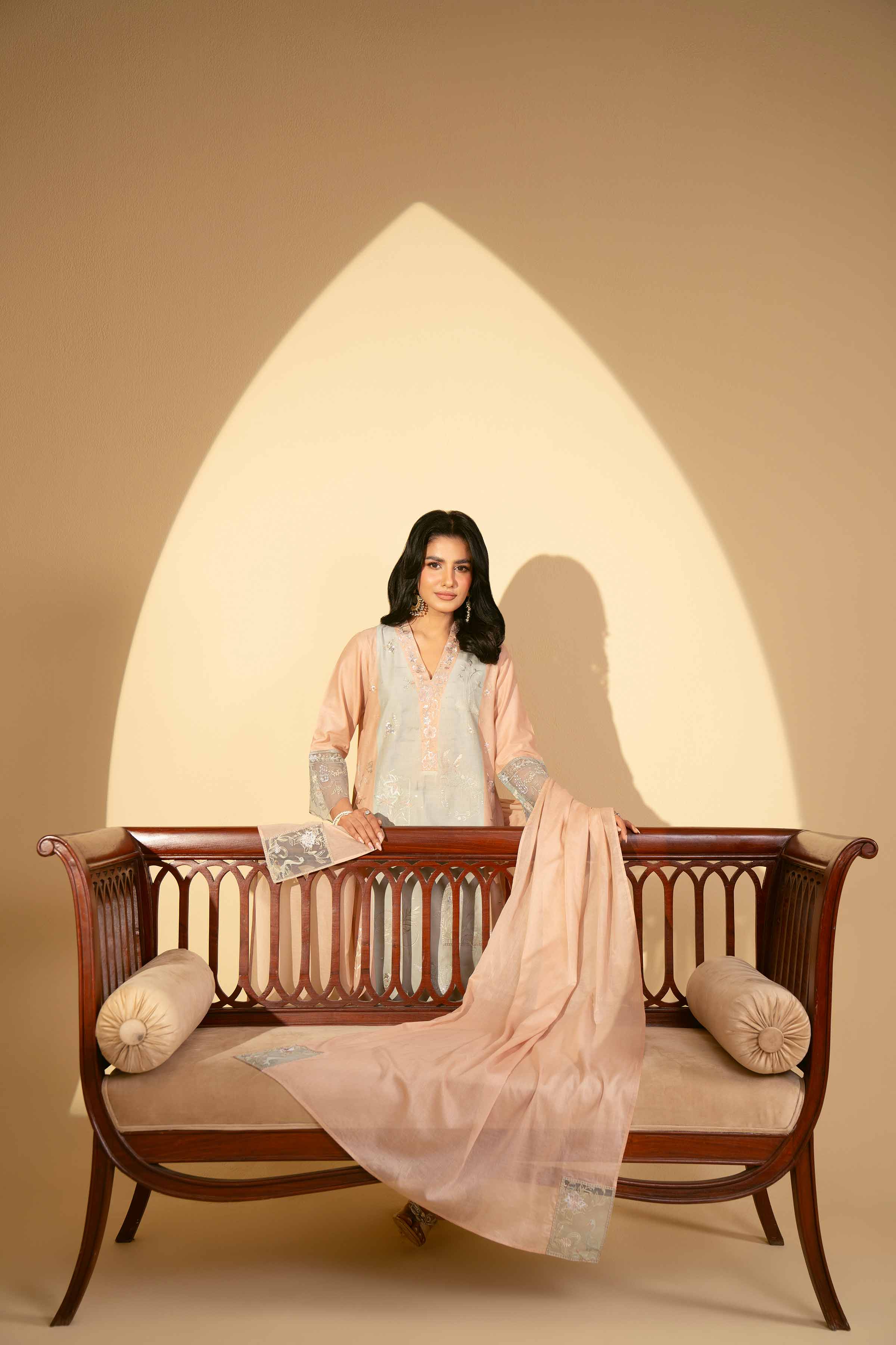 NishatUK - Peach Embroidered   Cambric 3-piece ready to wear Suit