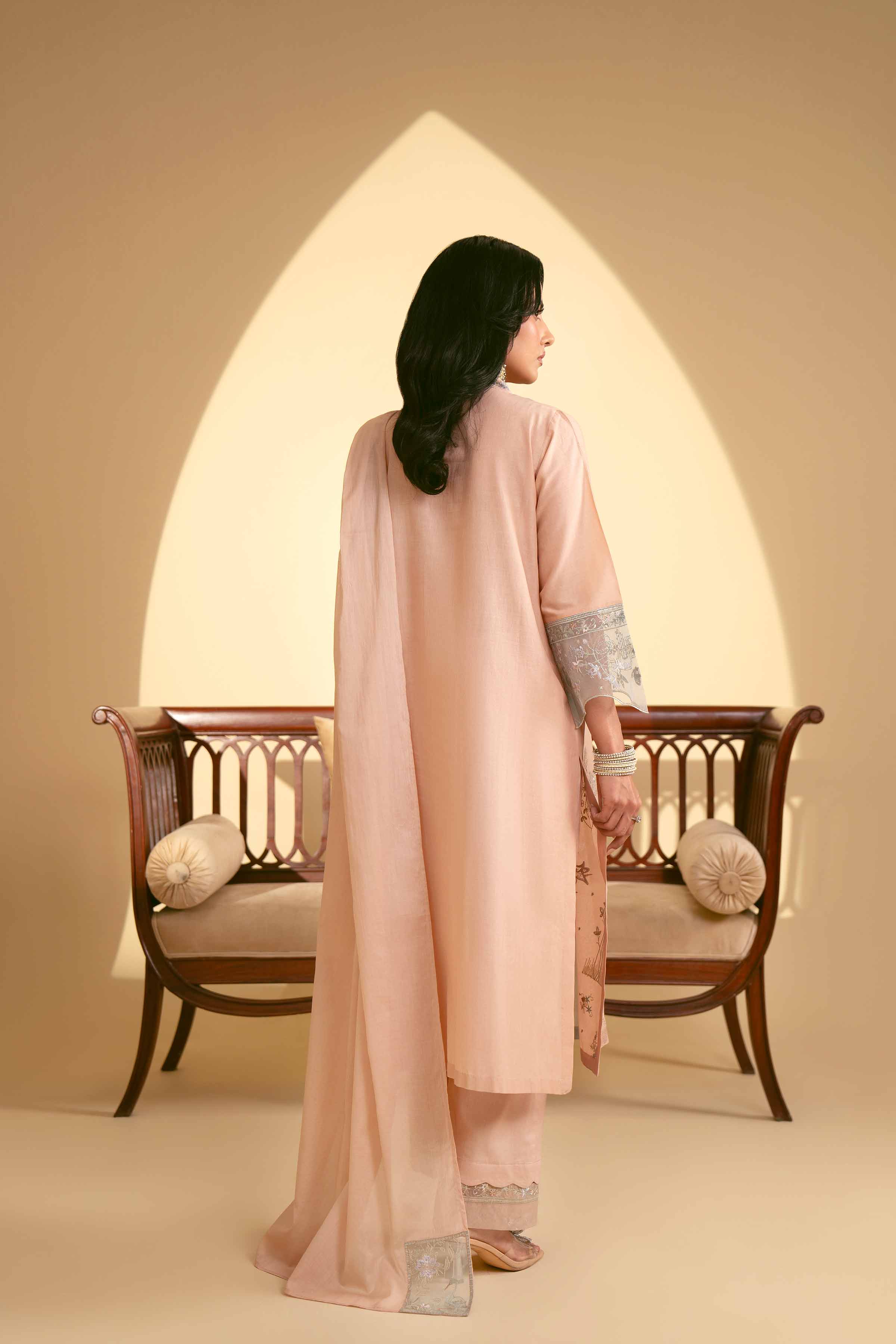 NishatUK - Peach Embroidered   Cambric 3-piece ready to wear Suit