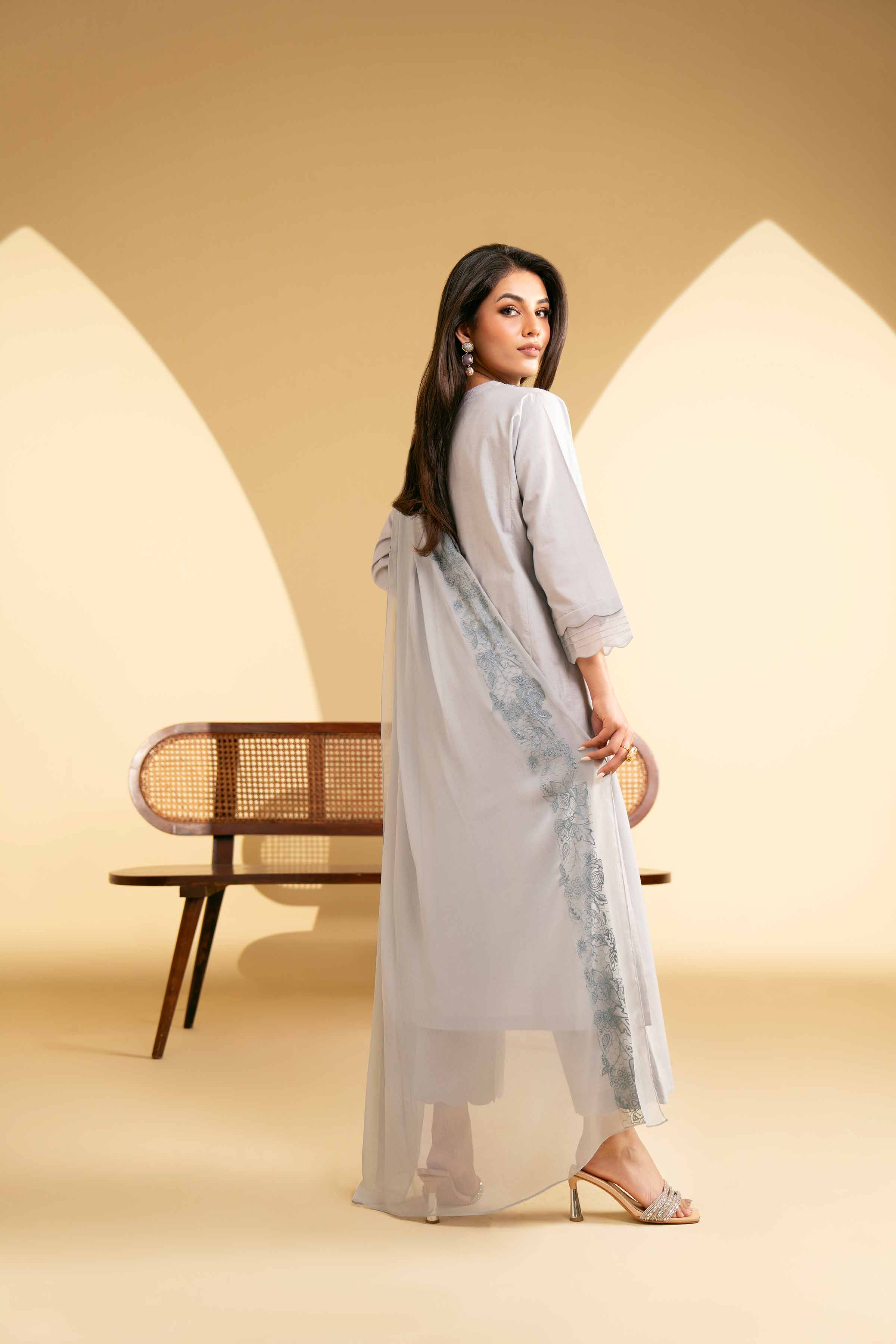 NishatUK - Grey Embroidered   Cambric 3-piece ready to wear Suit
