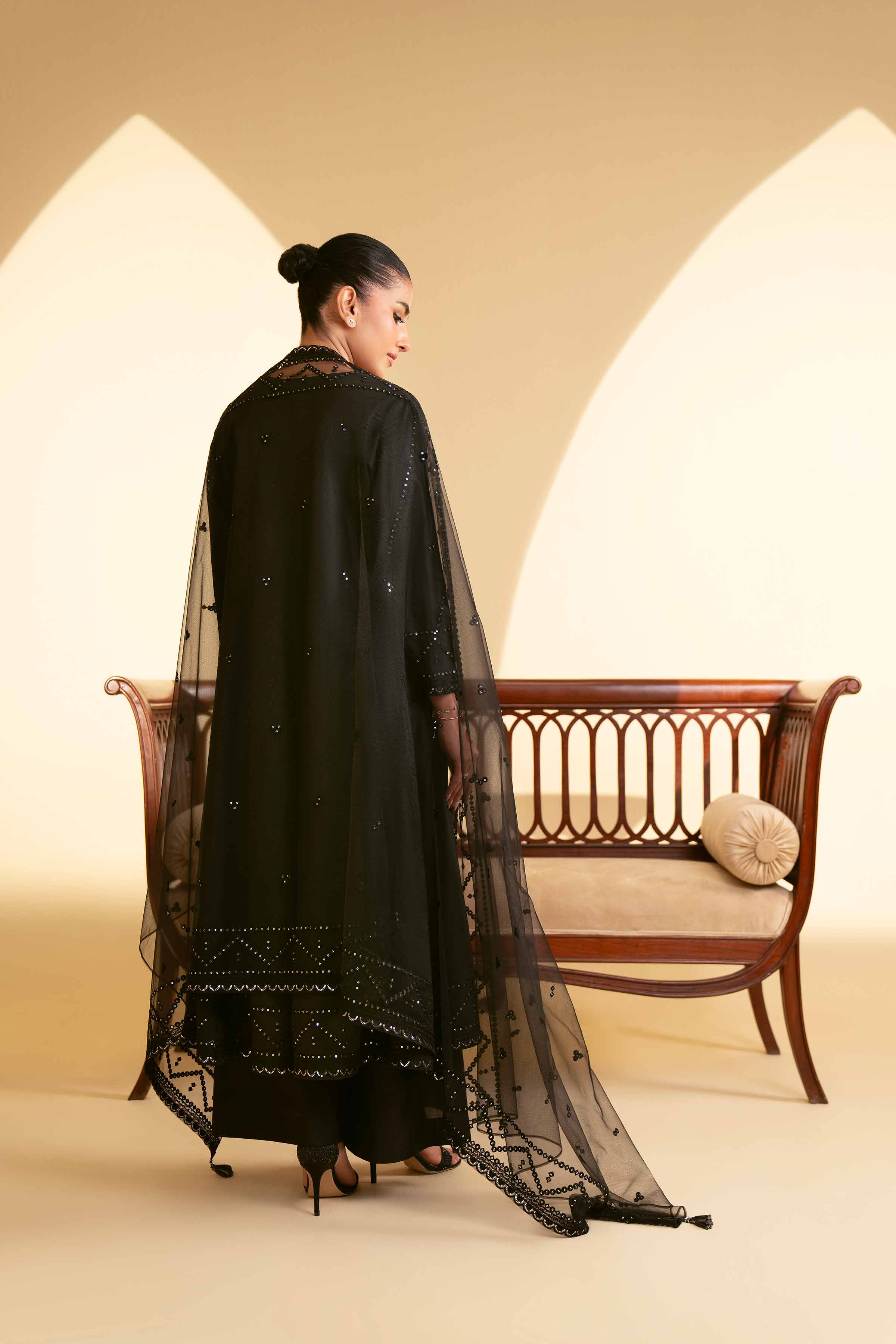 NishatUK - Black Embroidered   Cambric 3-piece ready to wear Suit