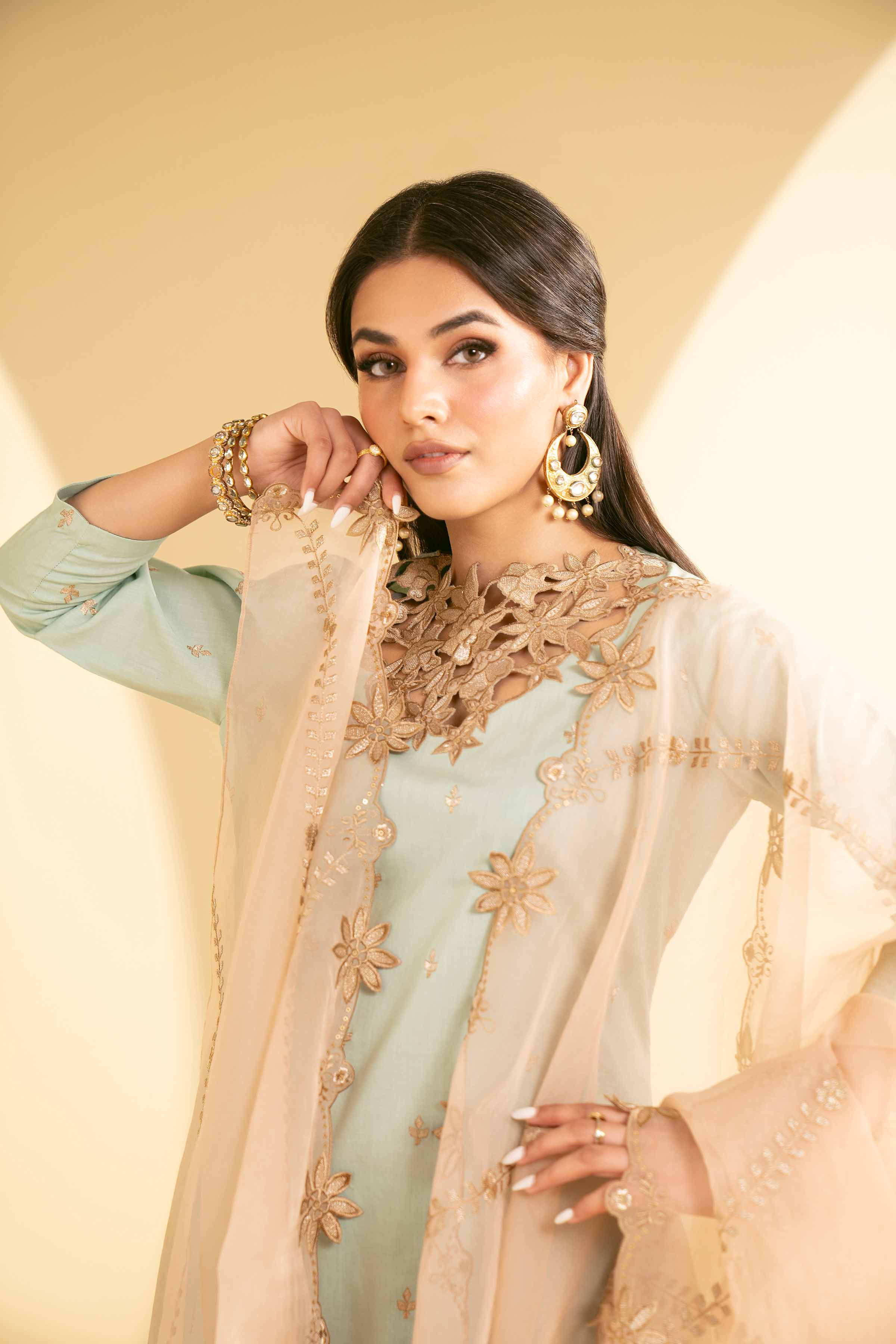 NishatUK - Blue Embroidered   Cambric 3-piece ready to wear Suit