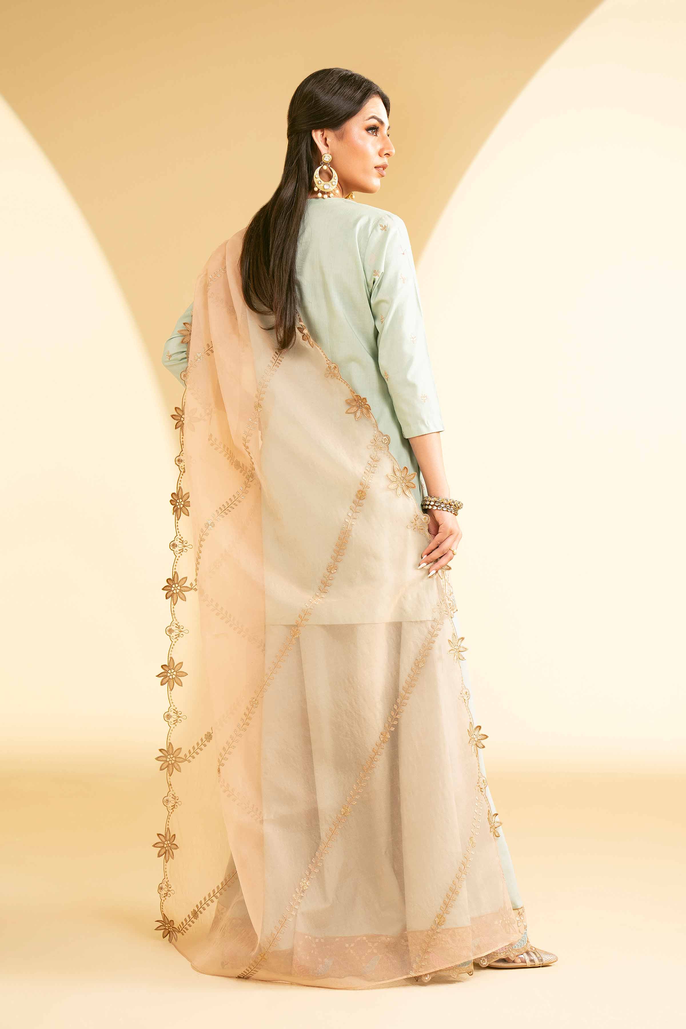 NishatUK - Blue Embroidered   Cambric 3-piece ready to wear Suit