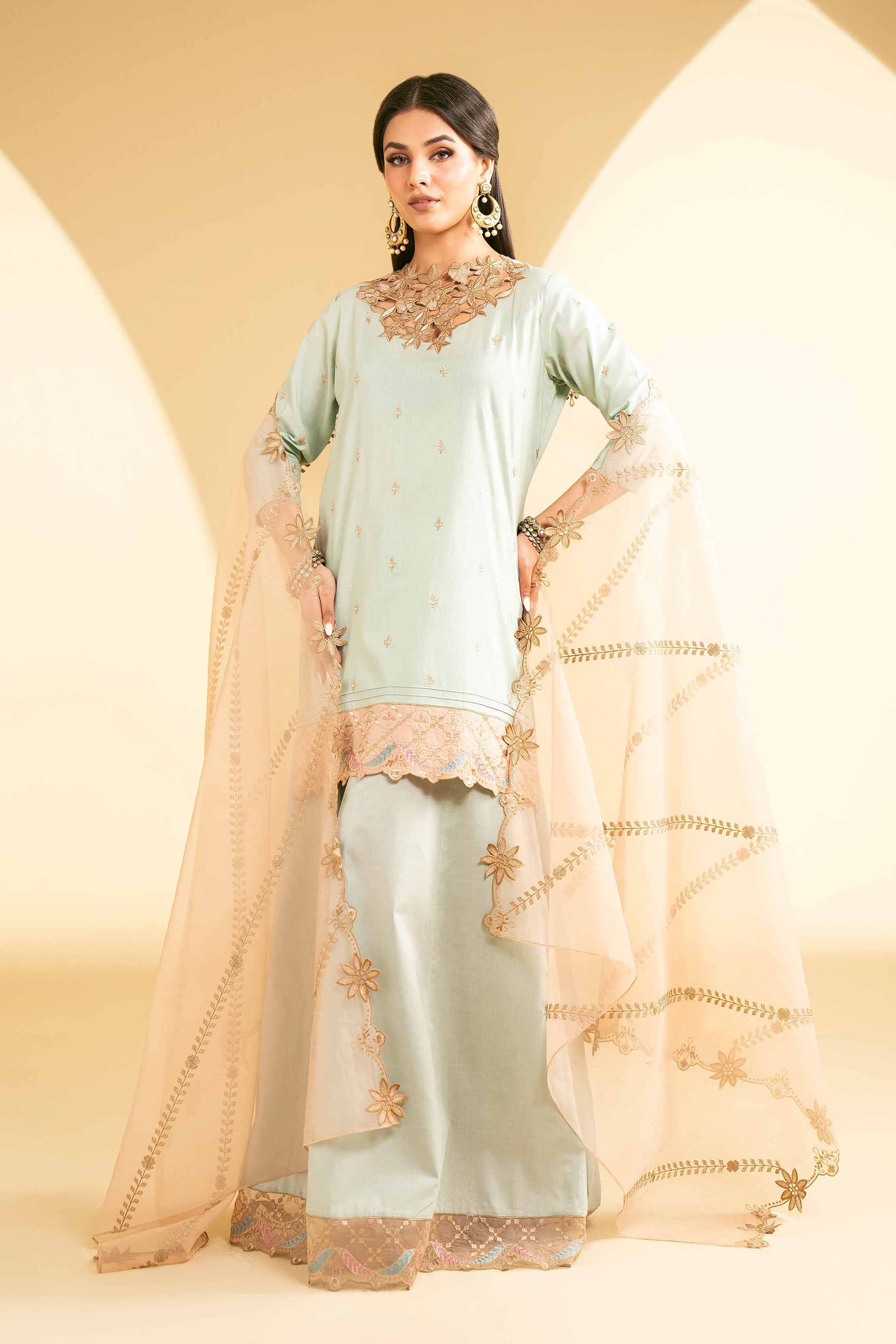 NishatUK - Blue Embroidered   Cambric 3-piece ready to wear Suit